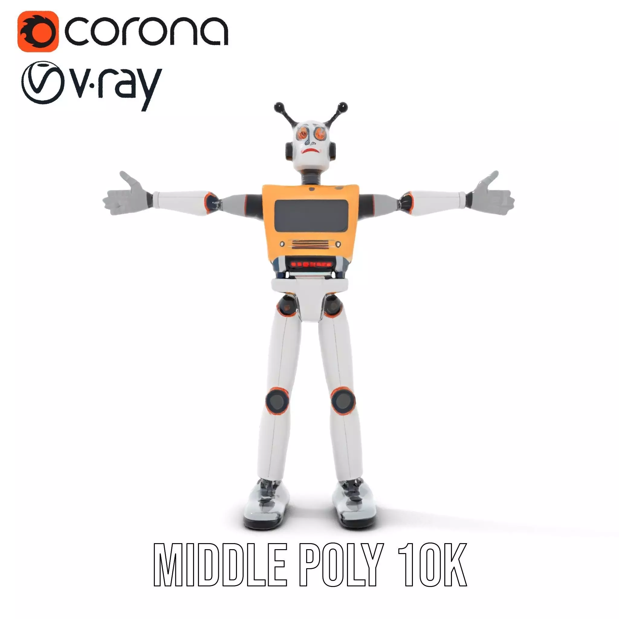 Retro Robot Character Model Pack Low-poly 3D model_15