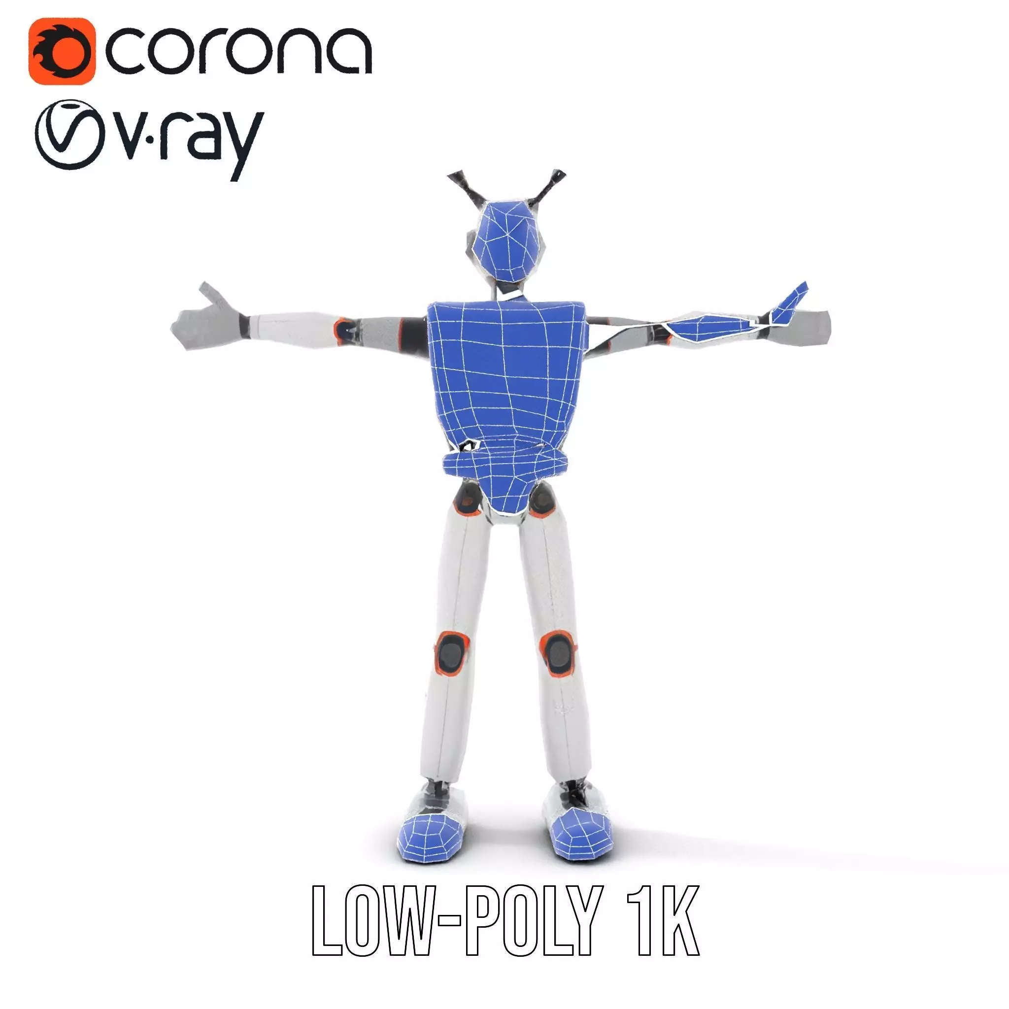 Retro Robot Character Model Pack Low-poly 3D model_27
