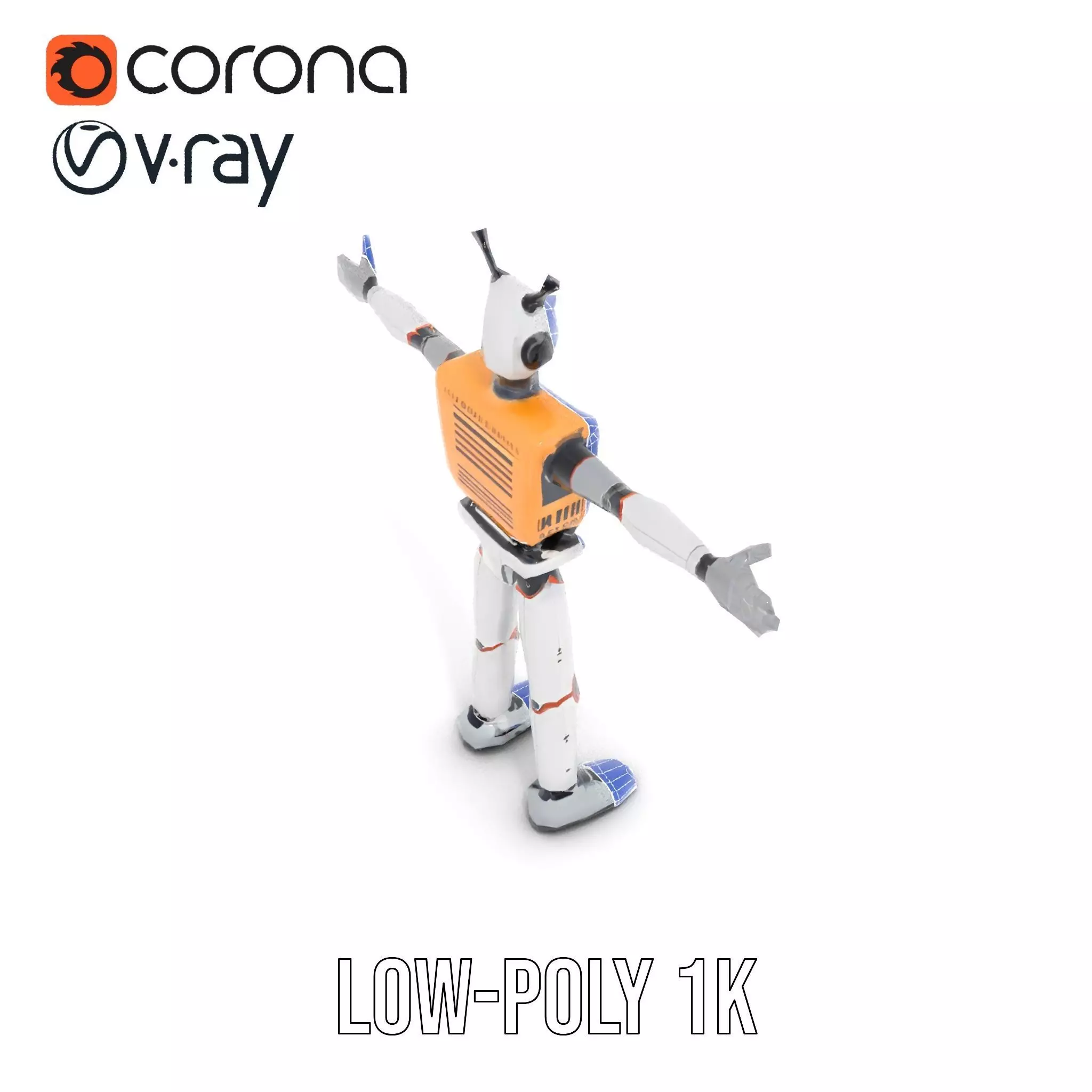 Retro Robot Character Model Pack Low-poly 3D model_13