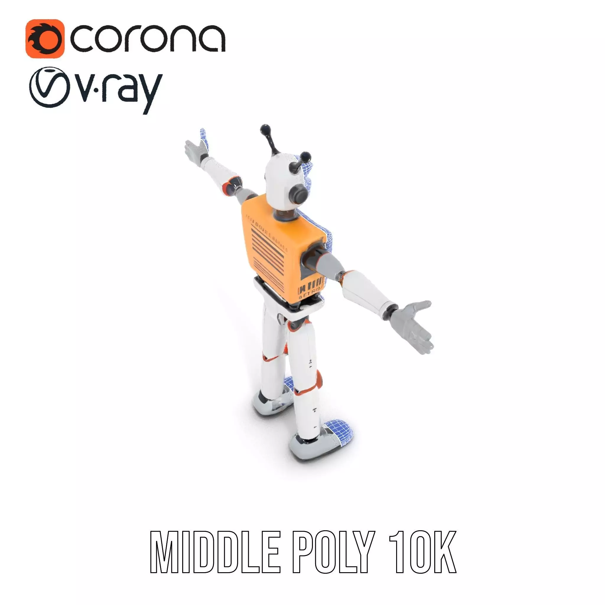 Retro Robot Character Model Pack Low-poly 3D model_17