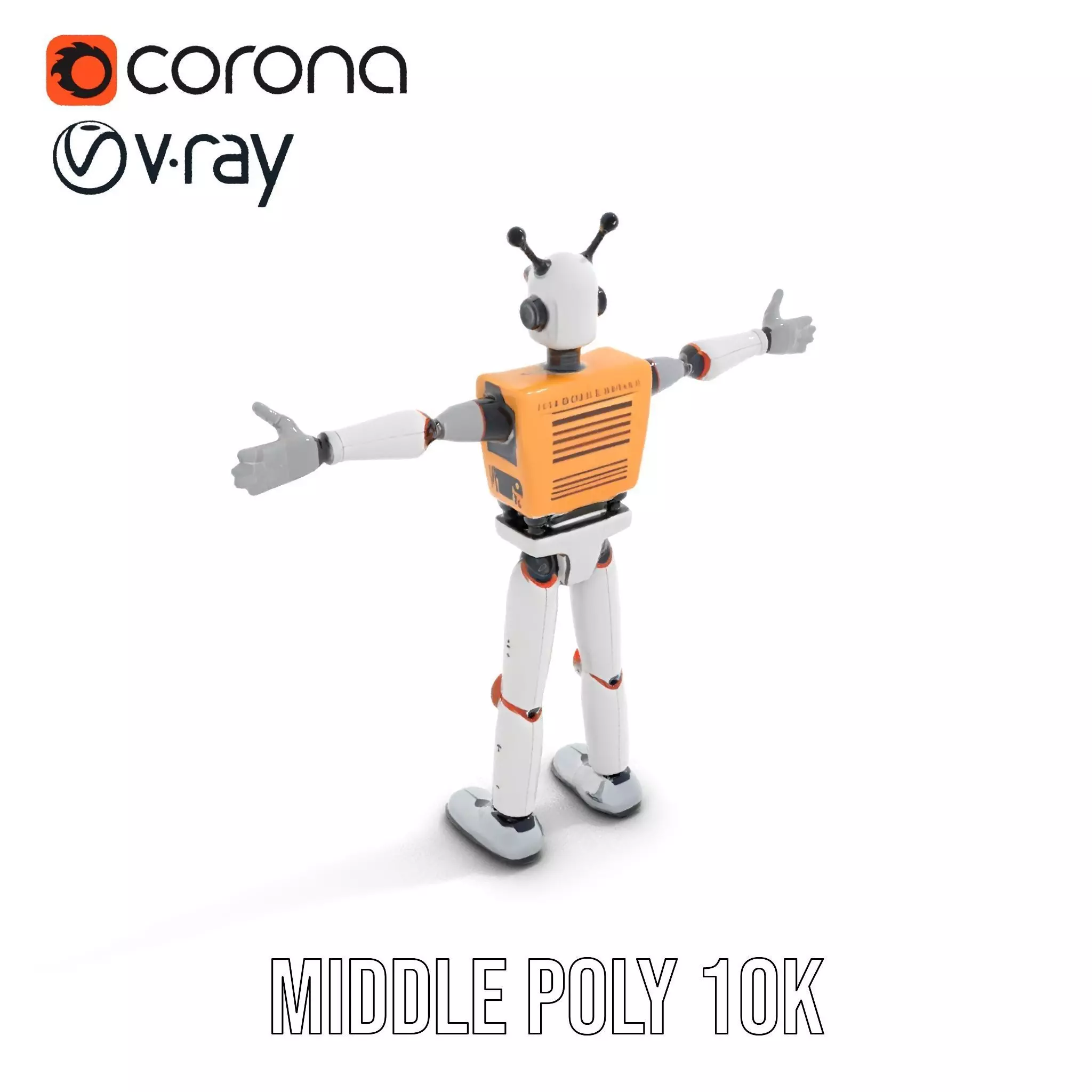 Retro Robot Character Model Pack Low-poly 3D model_5