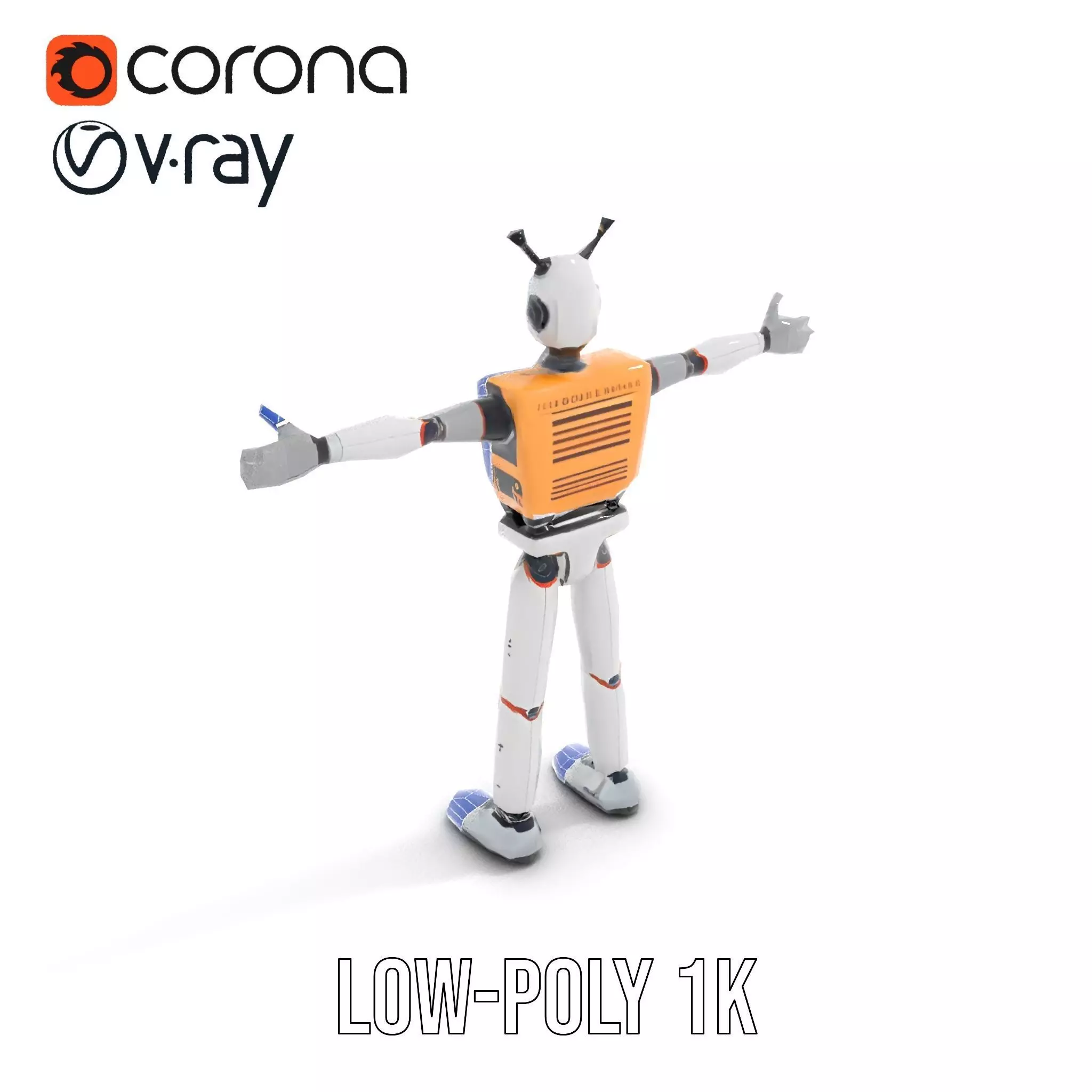 Retro Robot Character Model Pack Low-poly 3D model_16