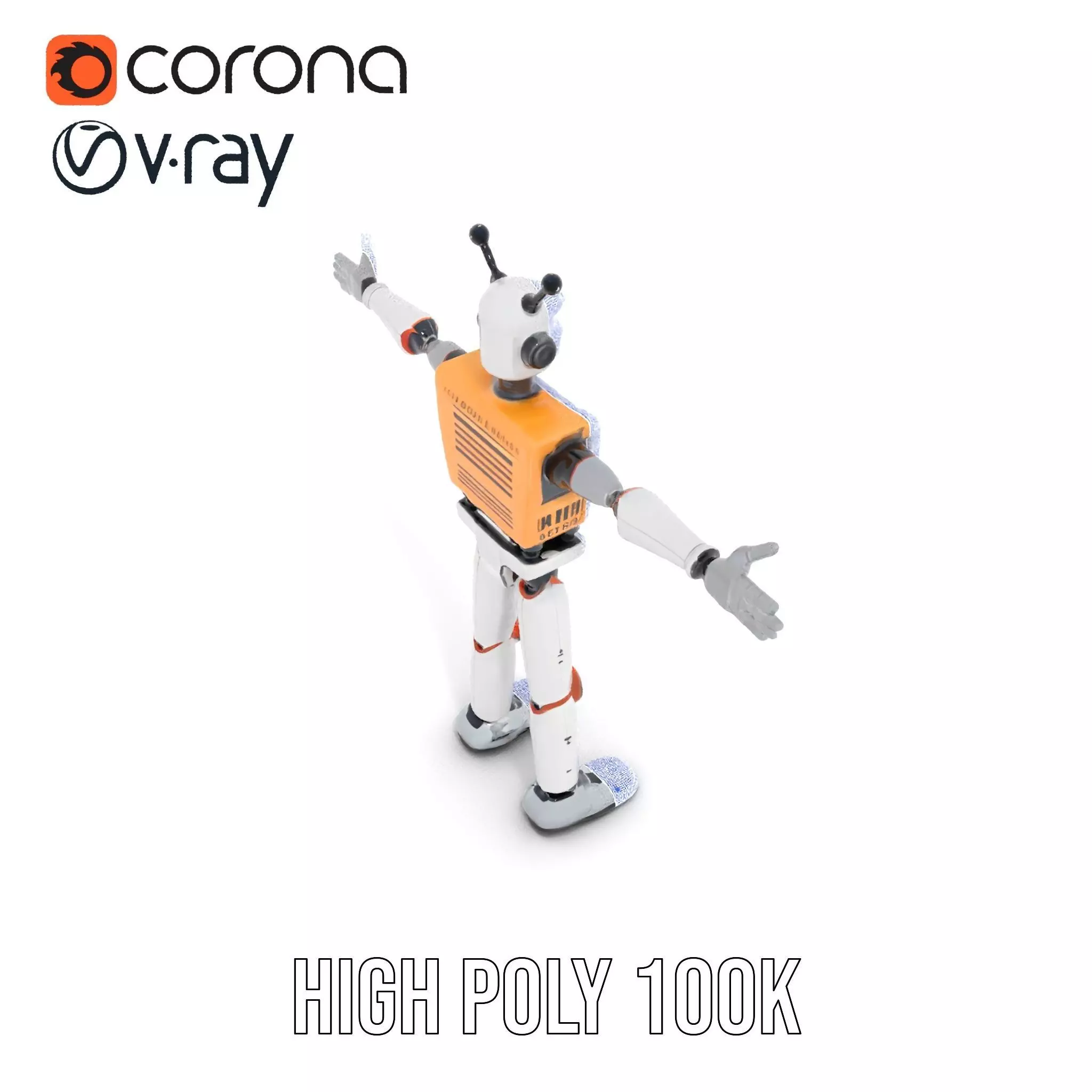 Retro Robot Character Model Pack Low-poly 3D model_19
