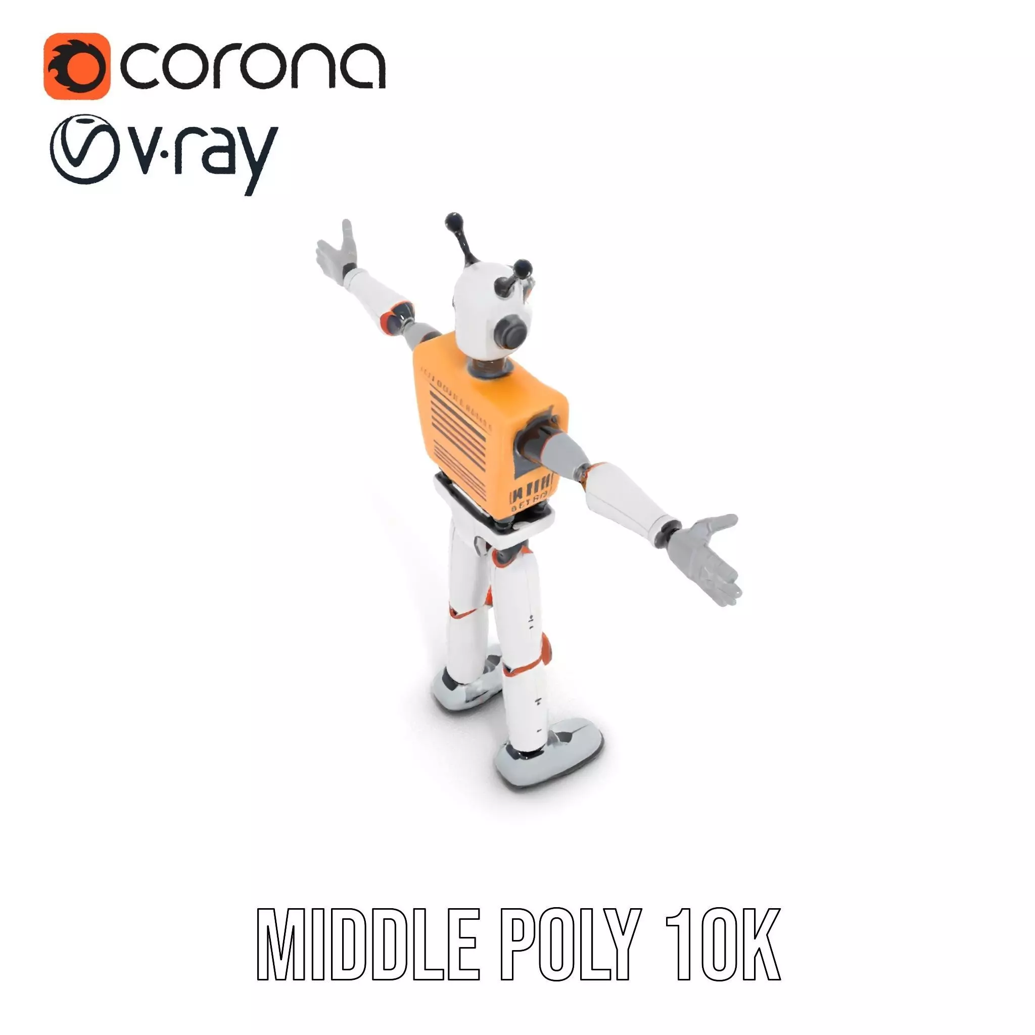 Retro Robot Character Model Pack Low-poly 3D model_6