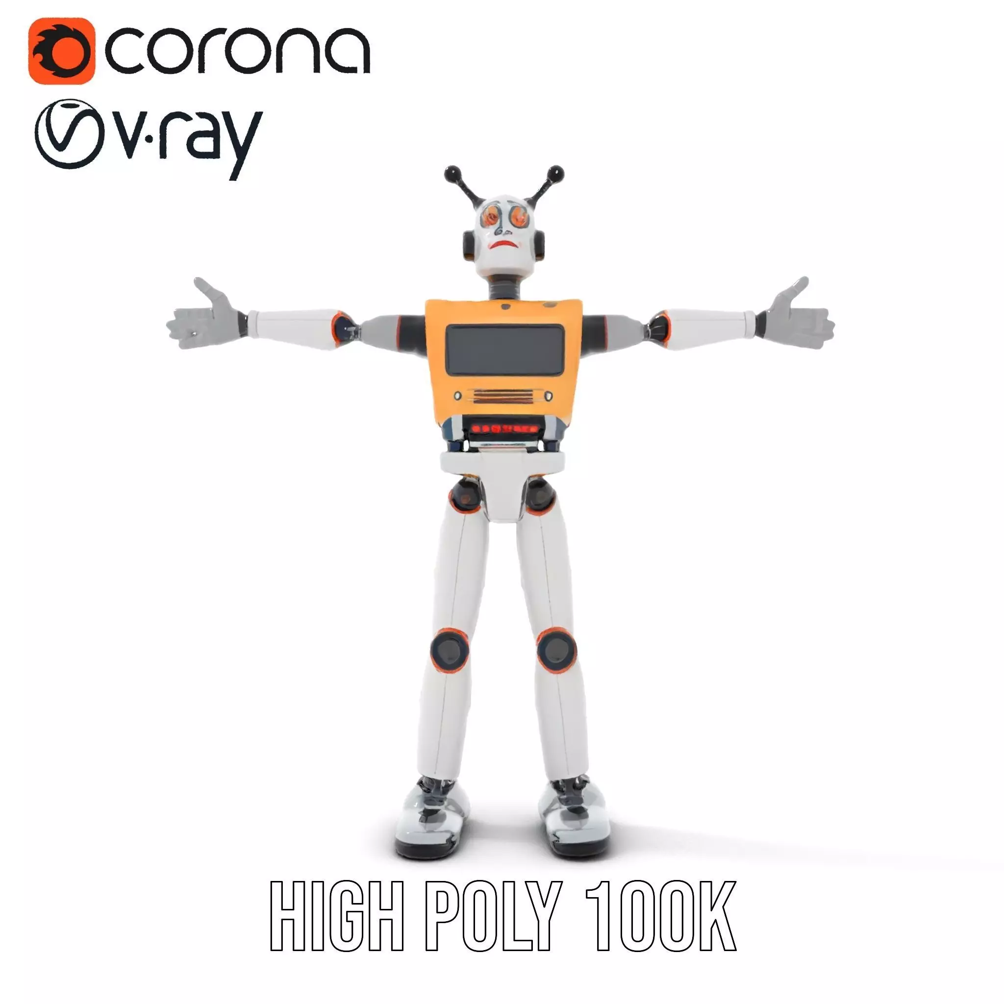 Retro Robot Character Model Pack Low-poly 3D model_14