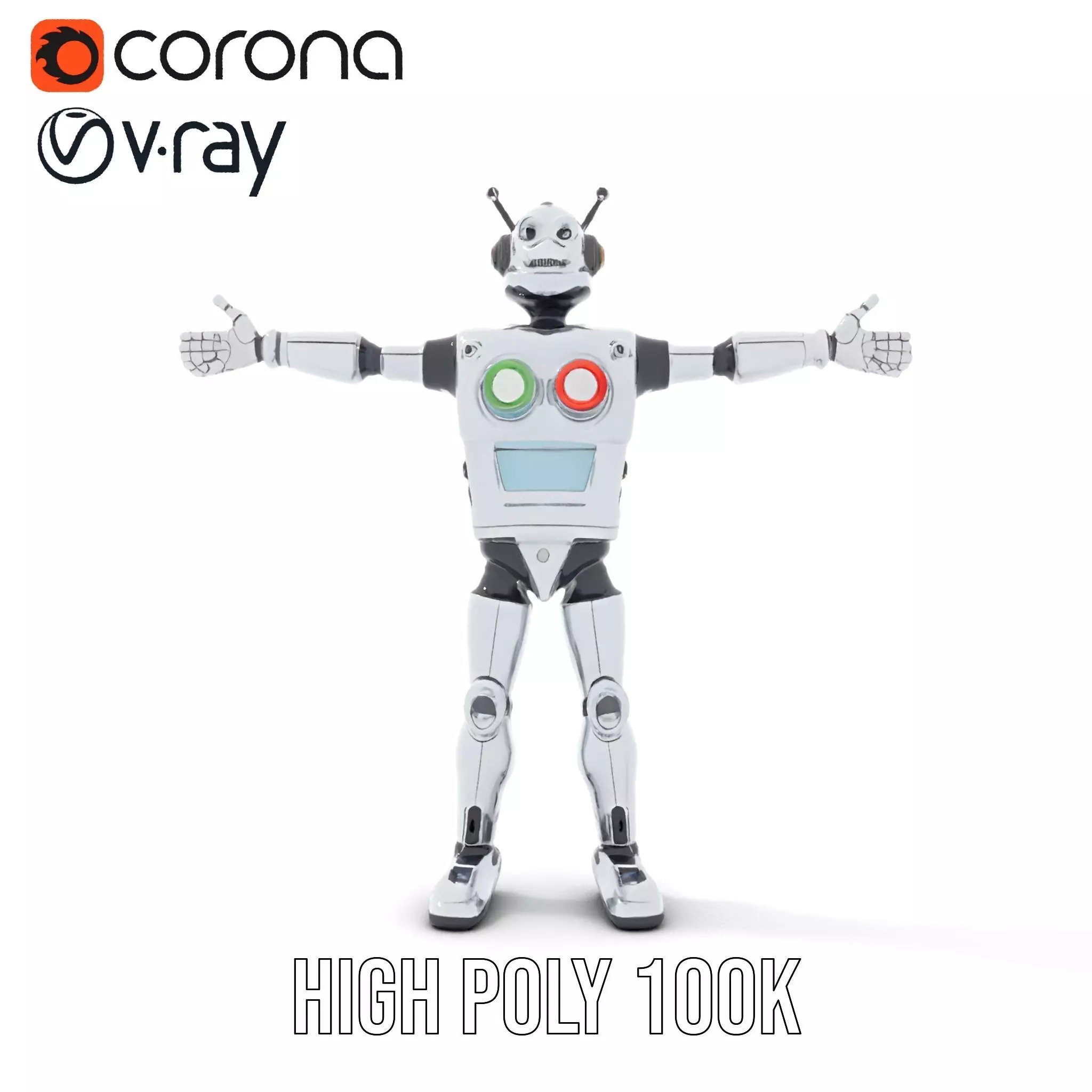 Retro Futuristic Robot Model Pack Low-poly 3D model_22