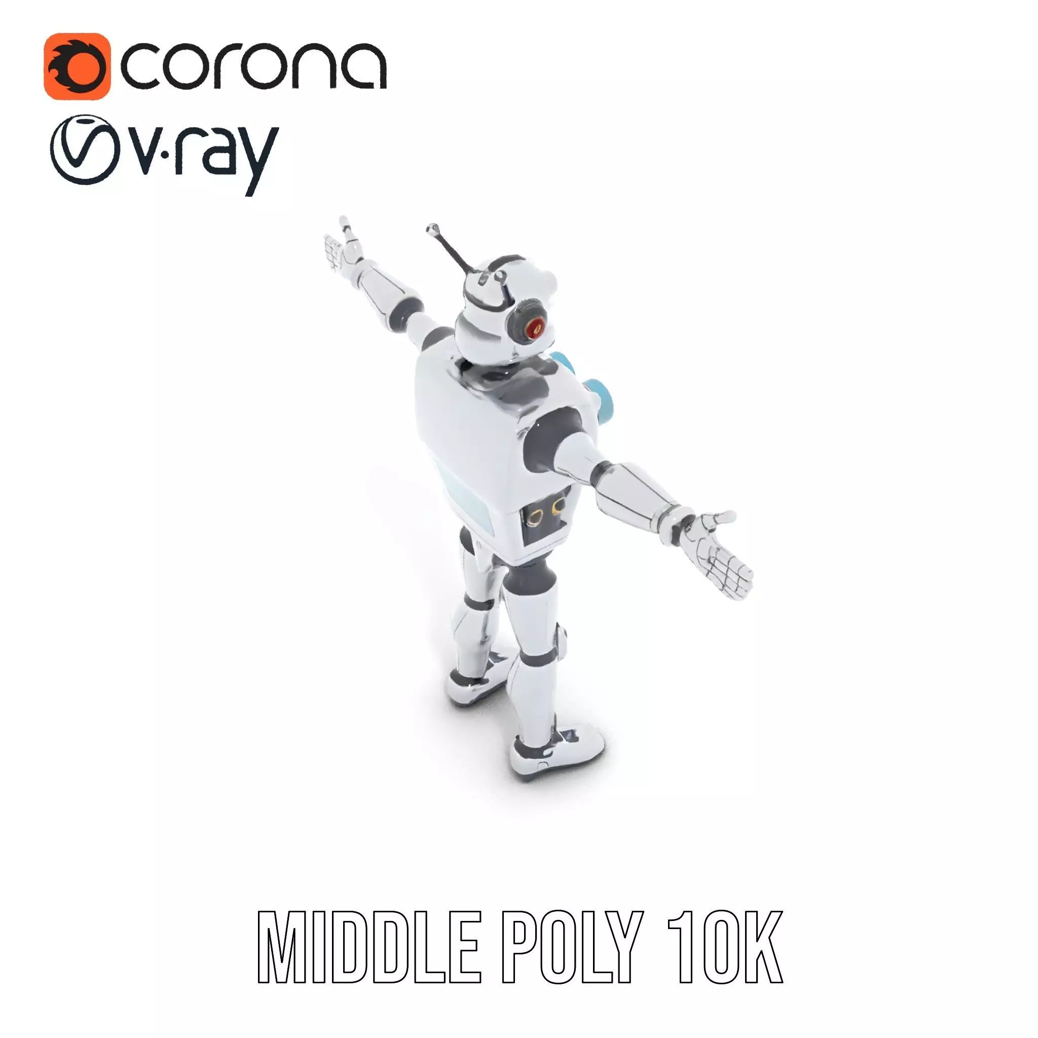 Retro Futuristic Robot Model Pack Low-poly 3D model_6