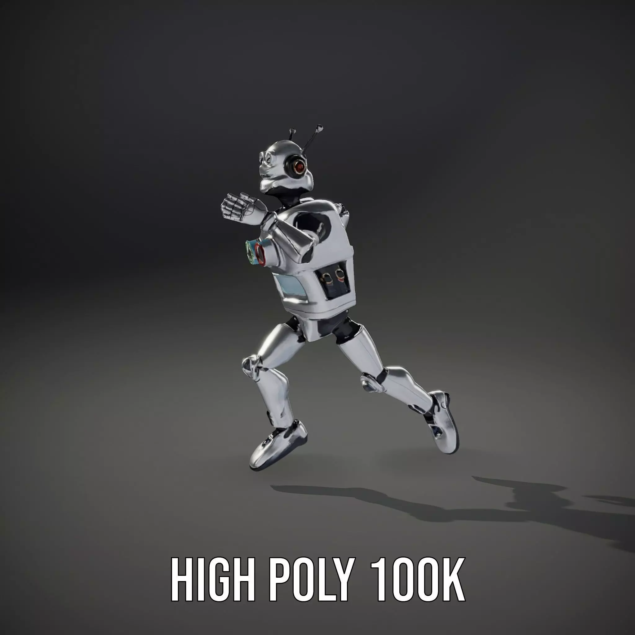 Retro Futuristic Robot Model Pack Low-poly 3D model_28
