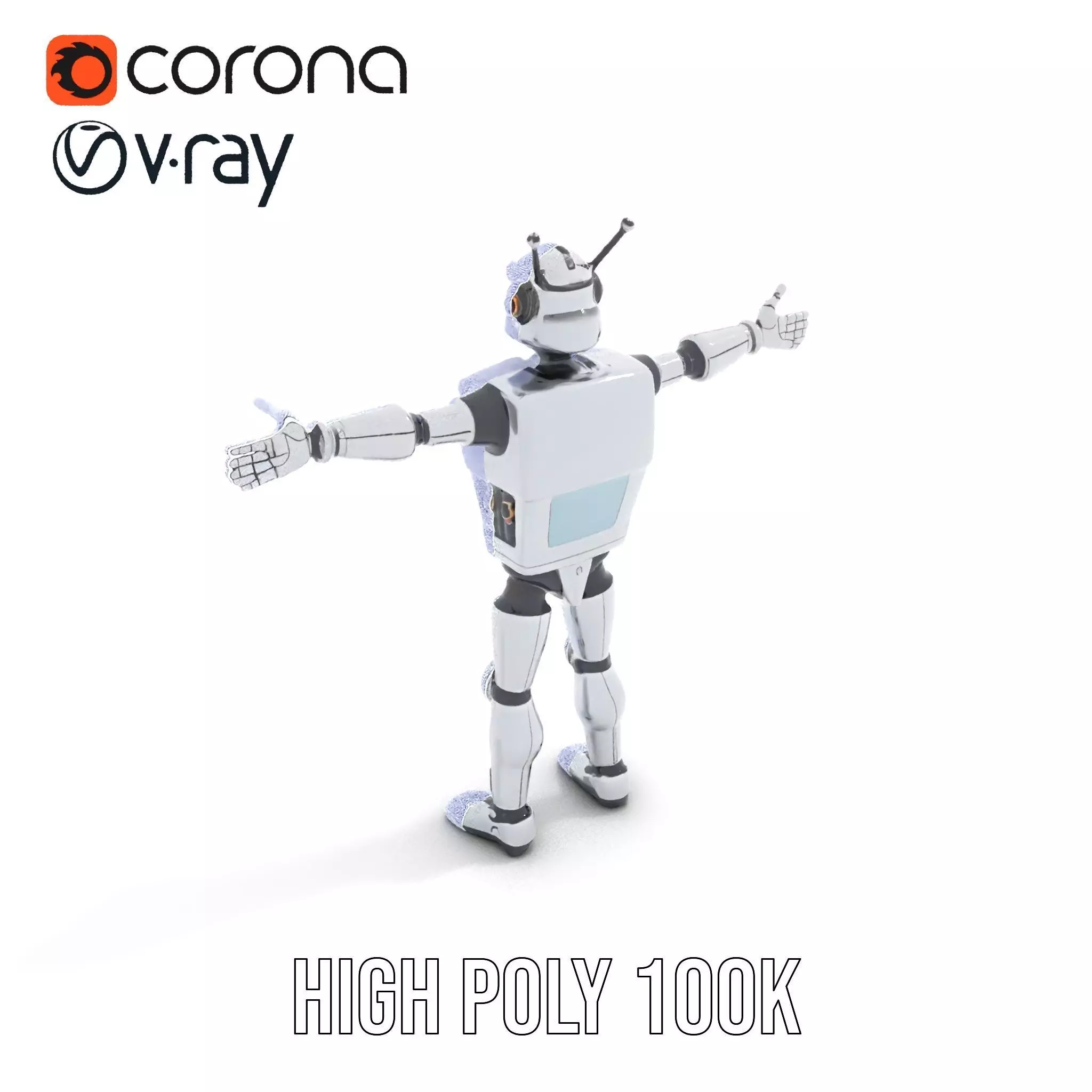 Retro Futuristic Robot Model Pack Low-poly 3D model_32