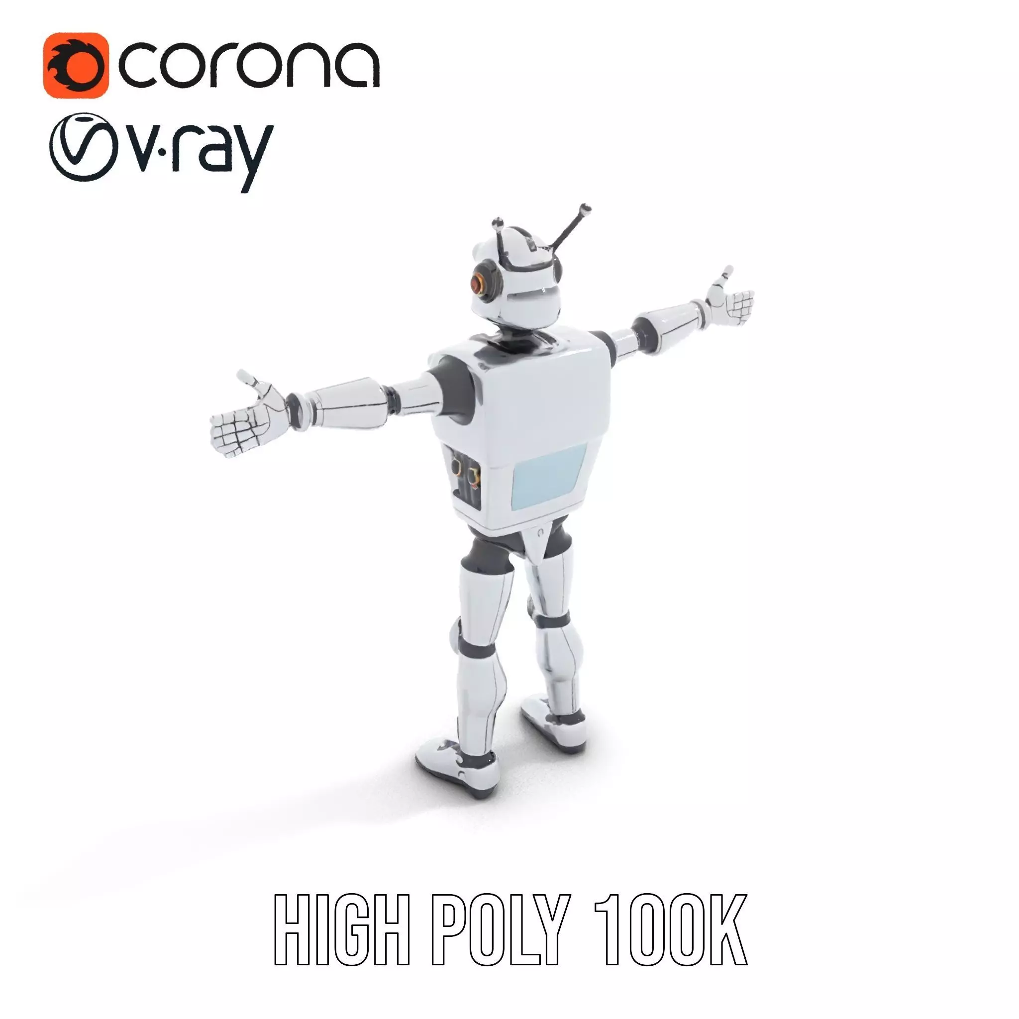 Retro Futuristic Robot Model Pack Low-poly 3D model_9