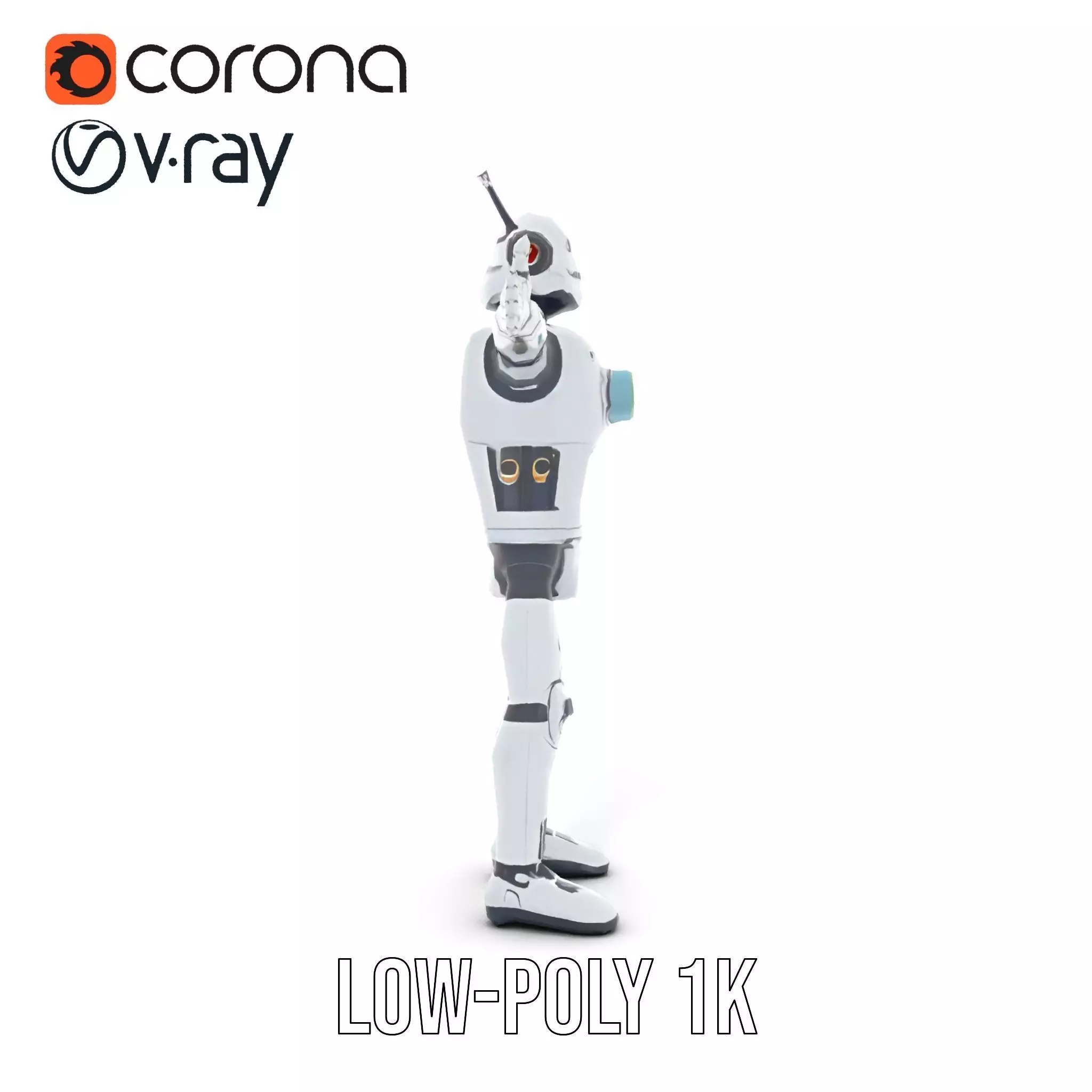 Retro Futuristic Robot Model Pack Low-poly 3D model_8