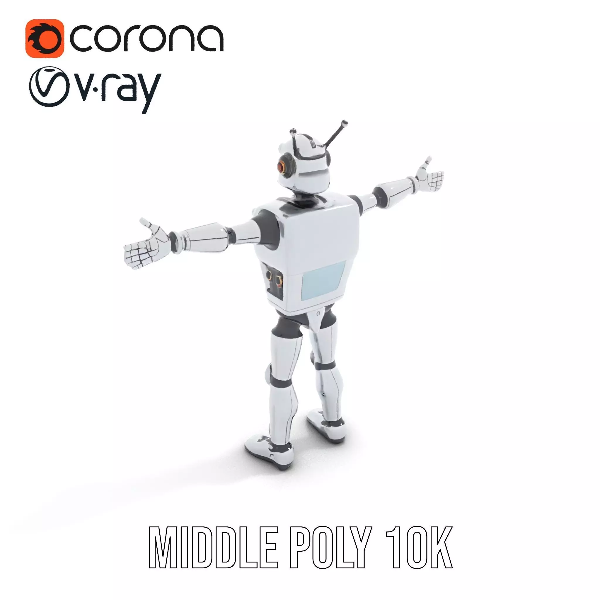 Retro Futuristic Robot Model Pack Low-poly 3D model_5