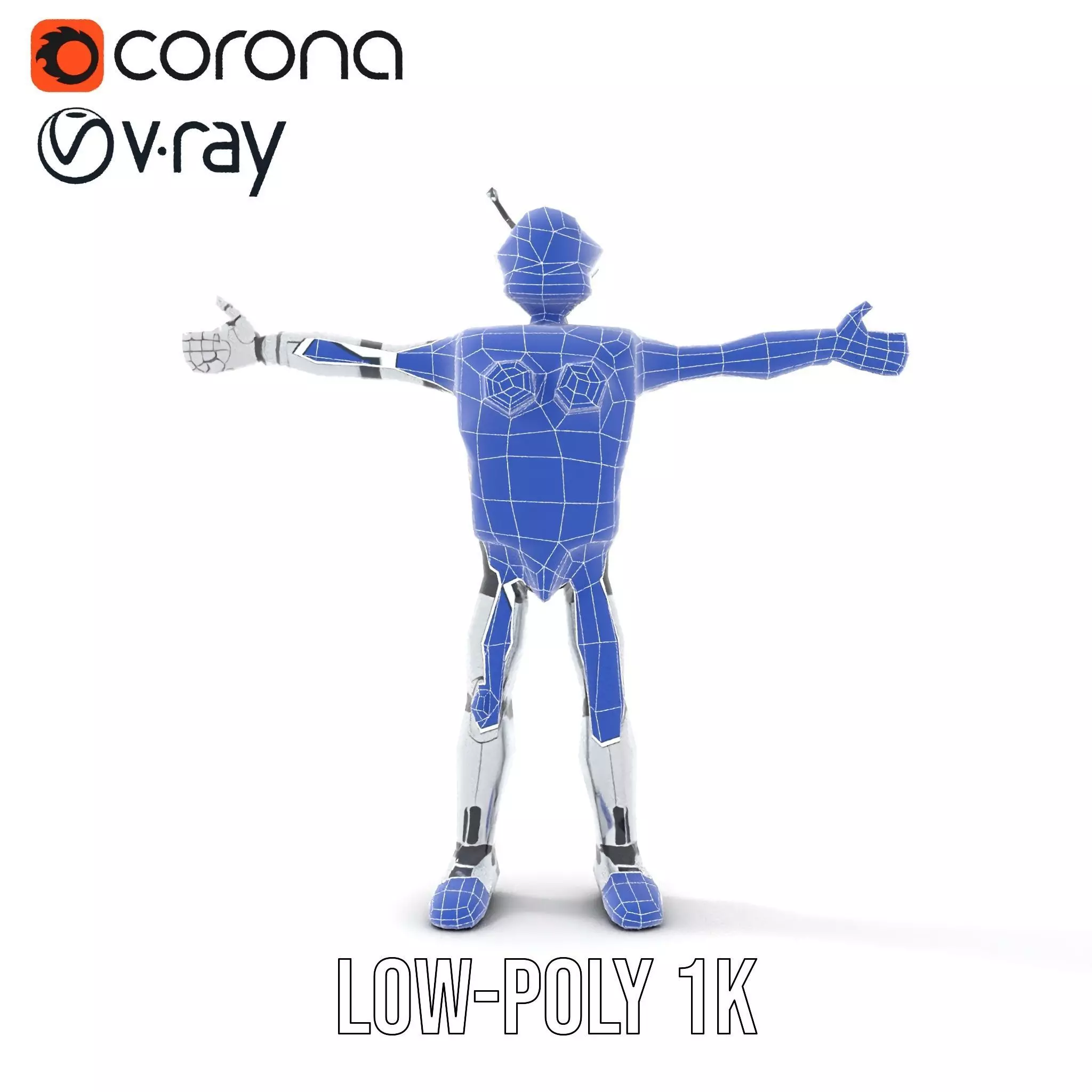 Retro Futuristic Robot Model Pack Low-poly 3D model_16