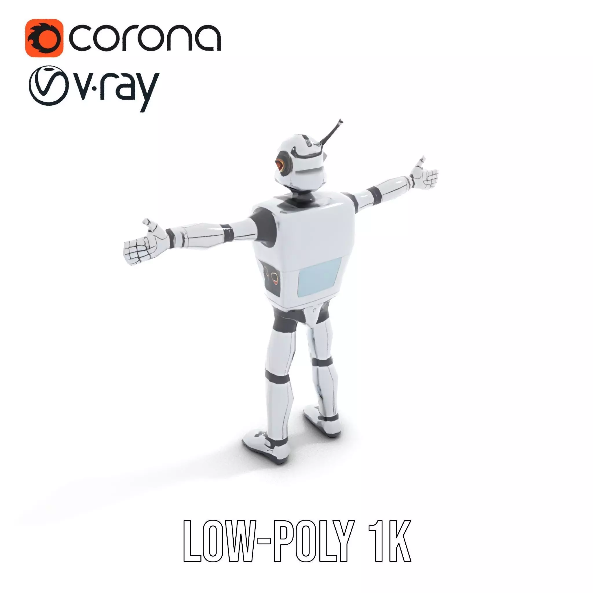 Retro Futuristic Robot Model Pack Low-poly 3D model_14