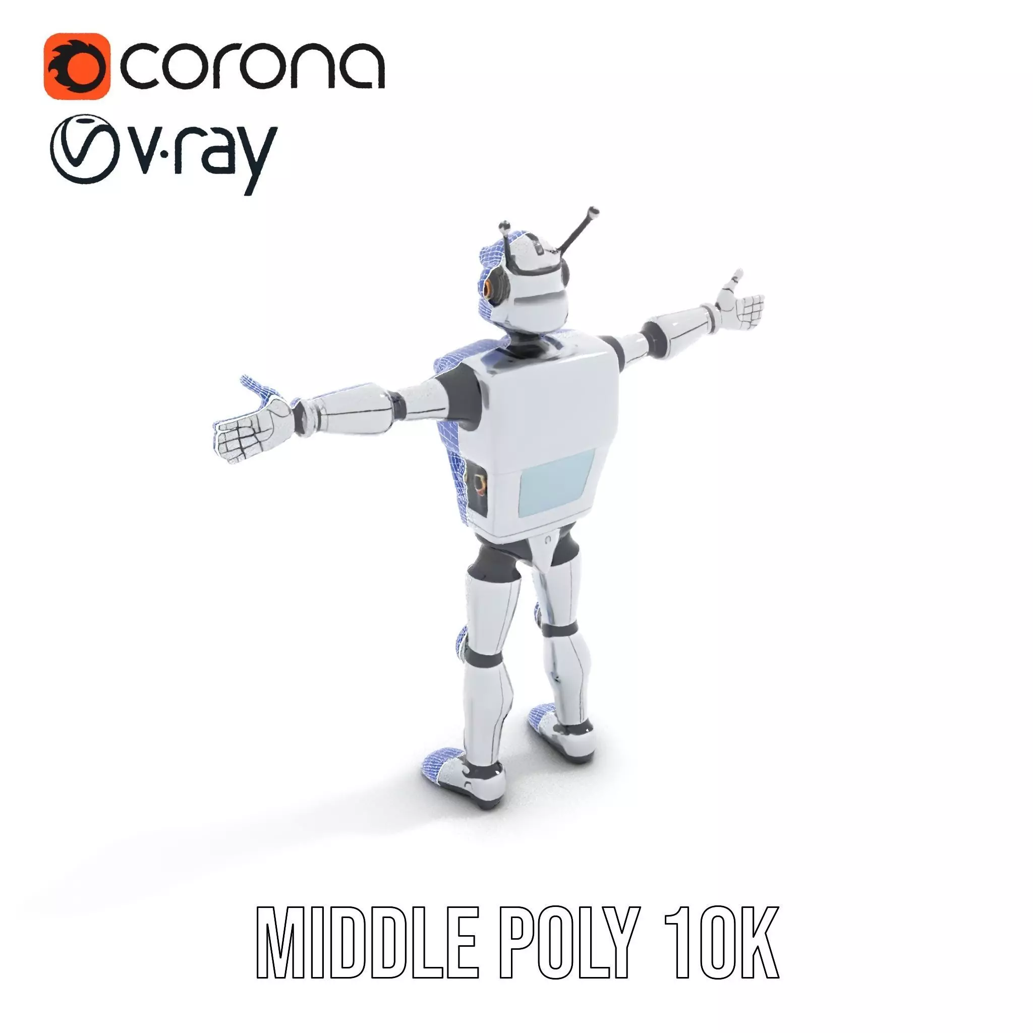 Retro Futuristic Robot Model Pack Low-poly 3D model_26