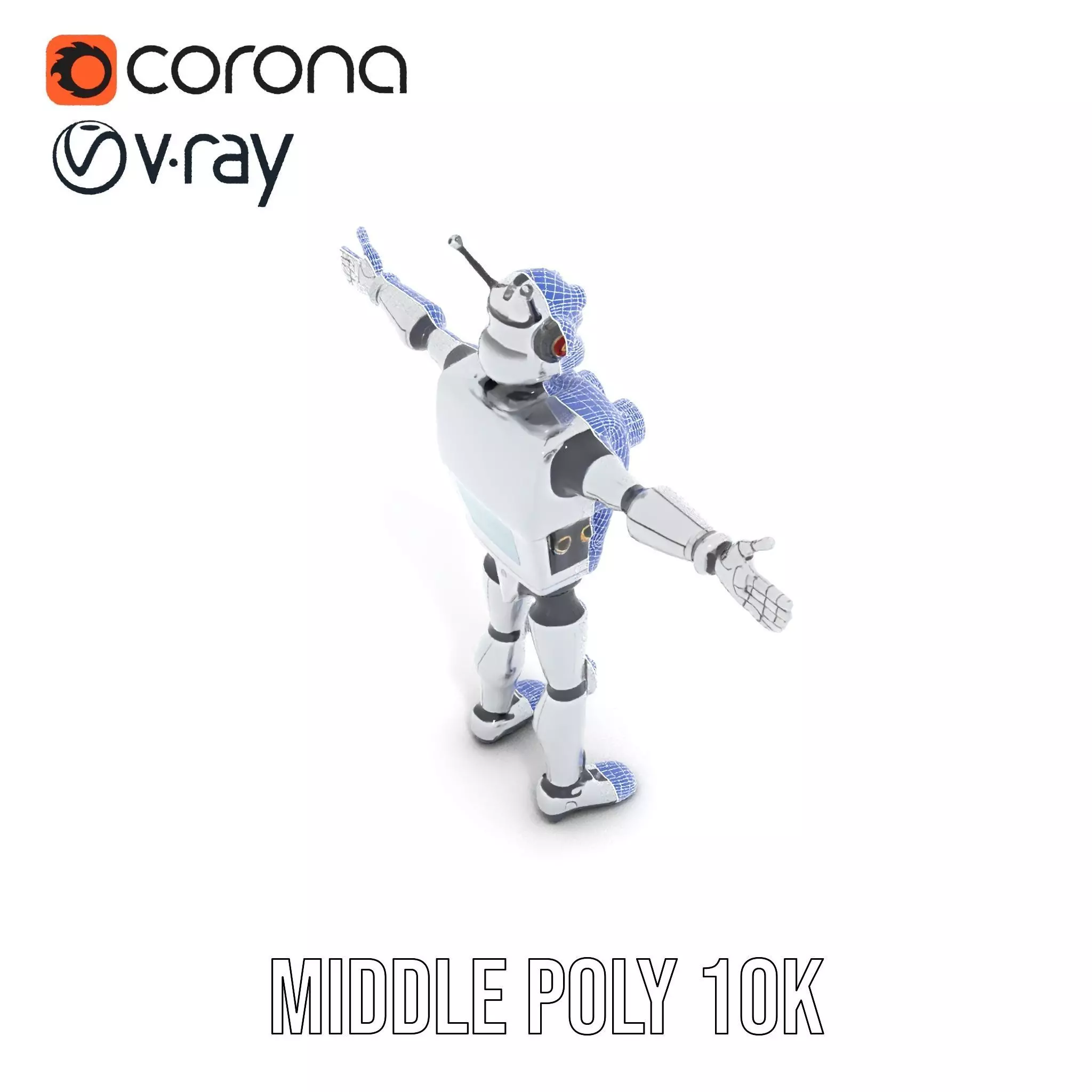 Retro Futuristic Robot Model Pack Low-poly 3D model_17
