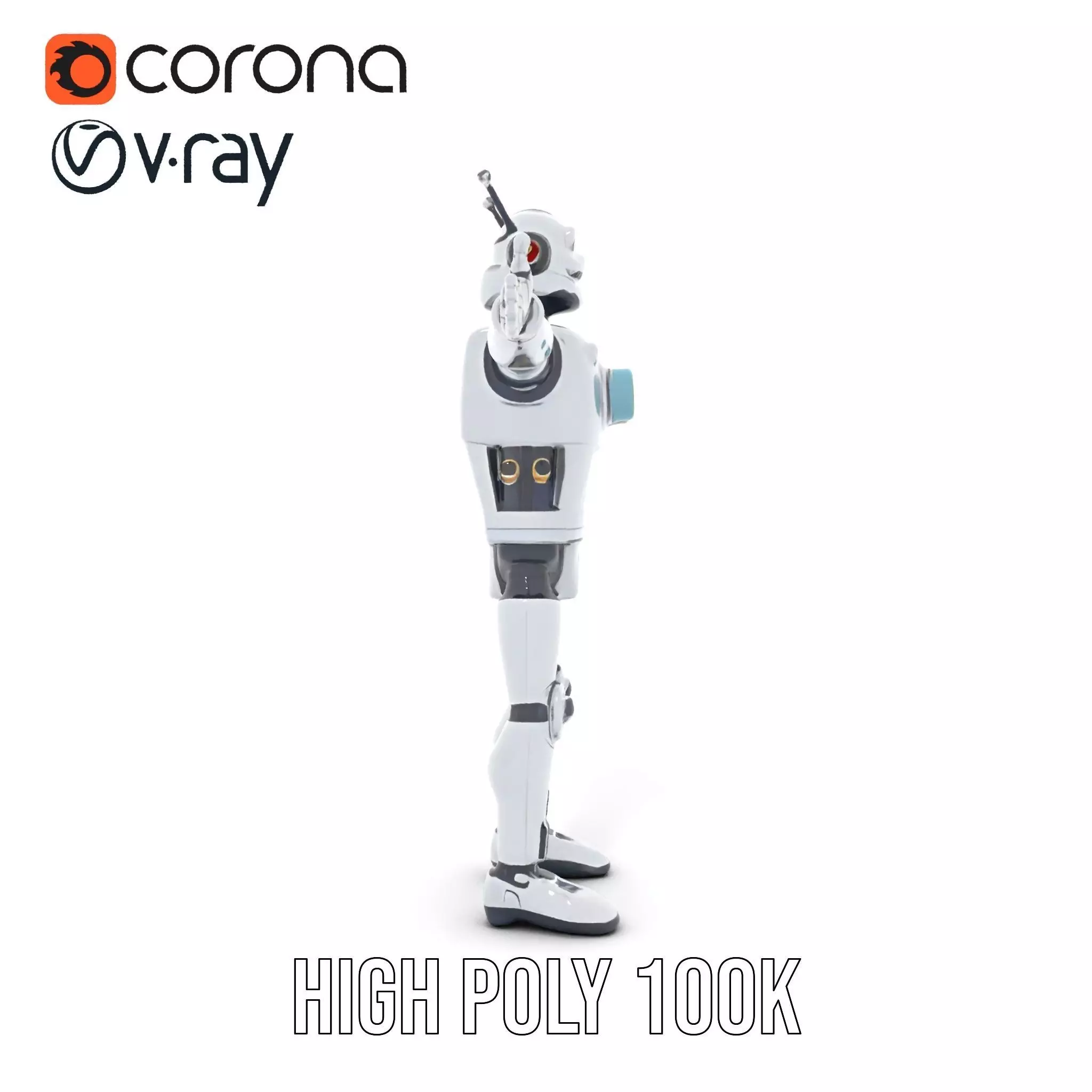 Retro Futuristic Robot Model Pack Low-poly 3D model_19