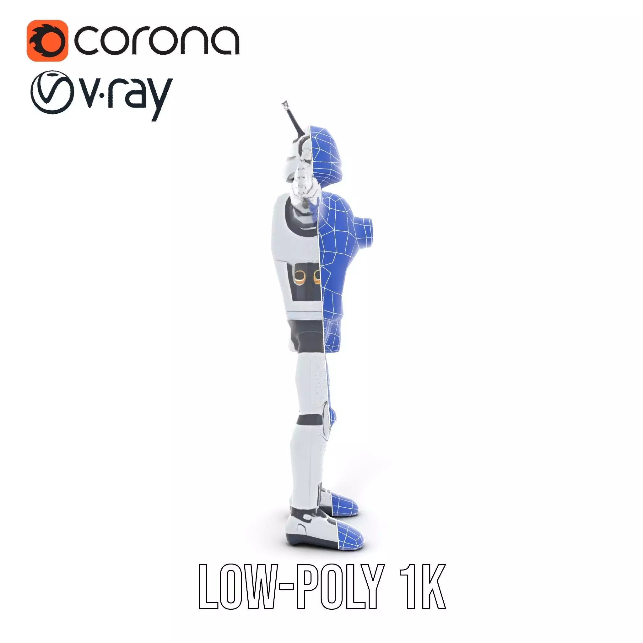 Retro Futuristic Robot Model Pack Low-poly 3D model_27