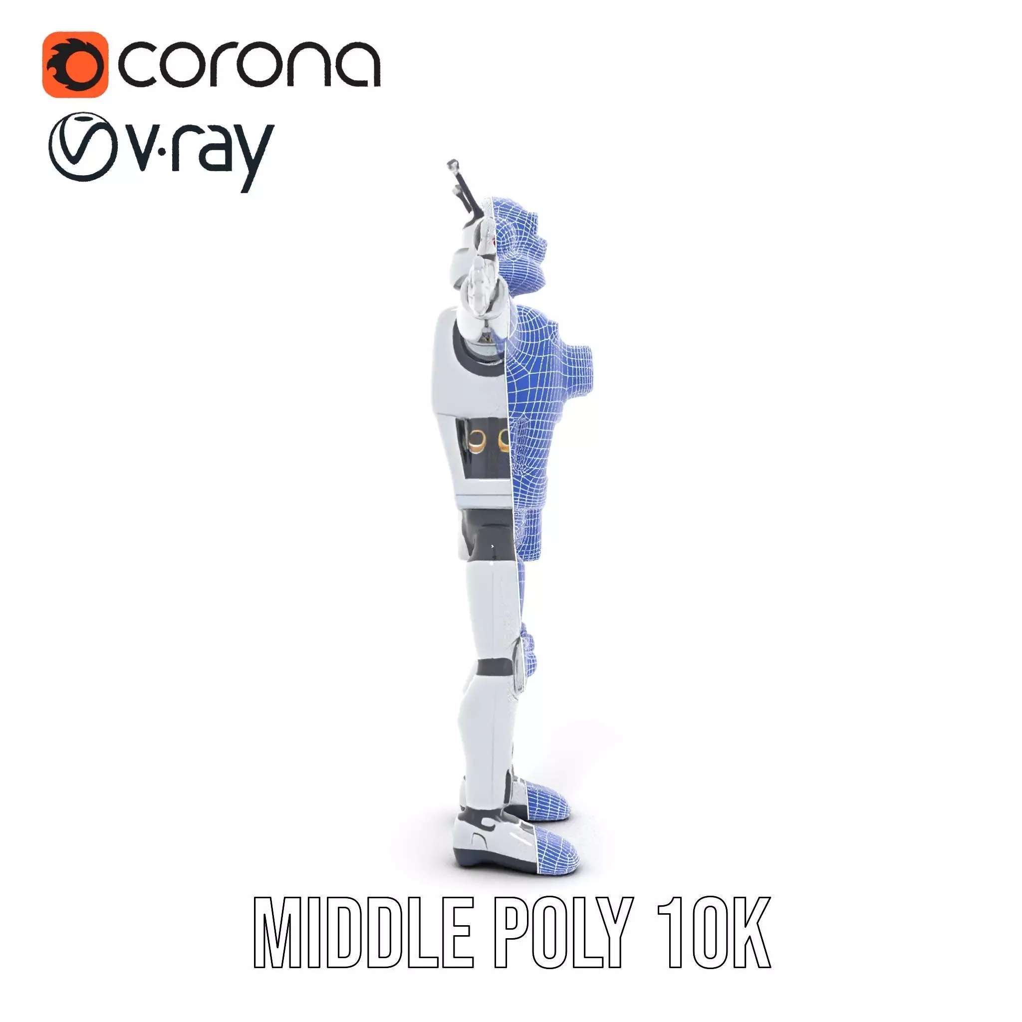 Retro Futuristic Robot Model Pack Low-poly 3D model_23