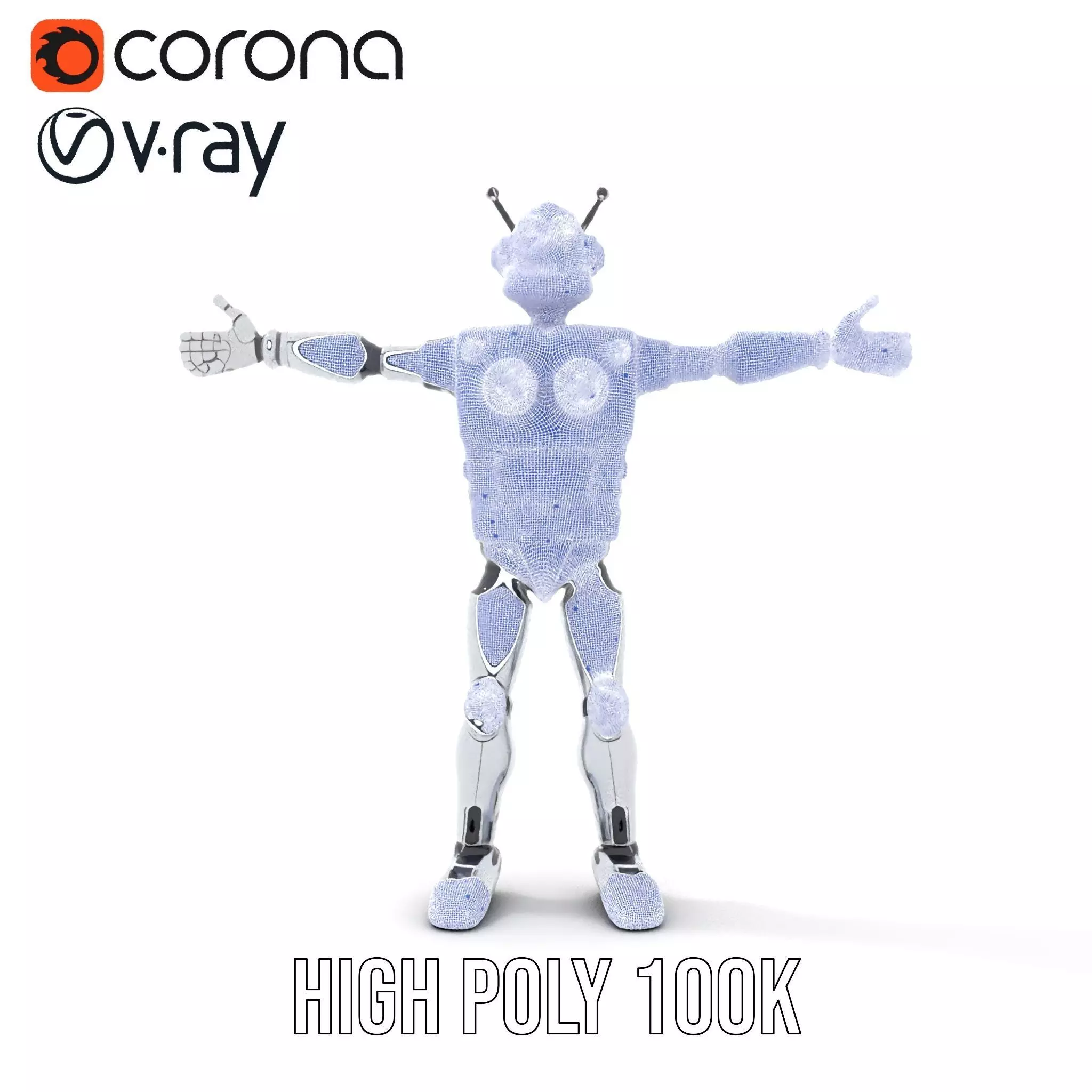 Retro Futuristic Robot Model Pack Low-poly 3D model_33