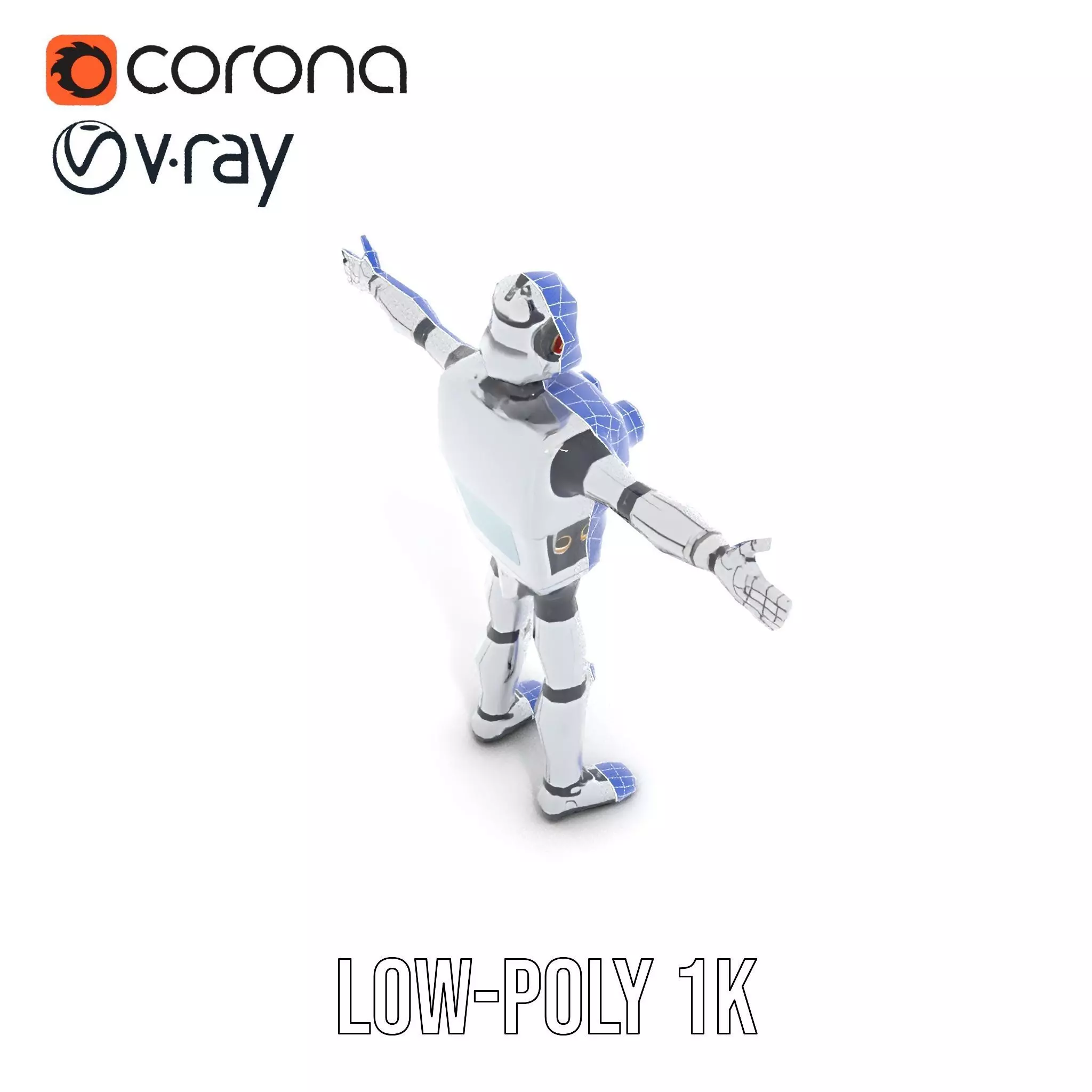 Retro Futuristic Robot Model Pack Low-poly 3D model_18