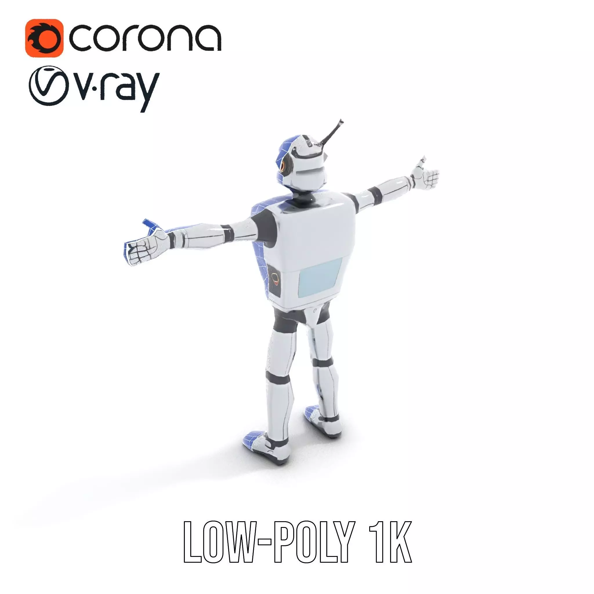 Retro Futuristic Robot Model Pack Low-poly 3D model_30