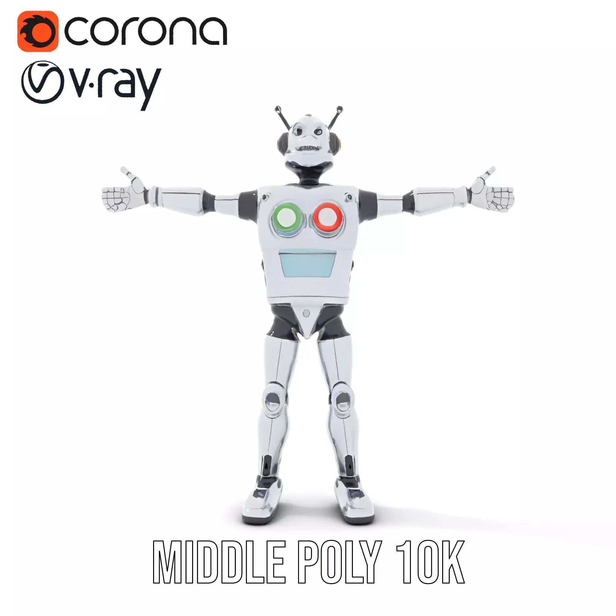 Retro Futuristic Robot Model Pack Low-poly 3D model_13