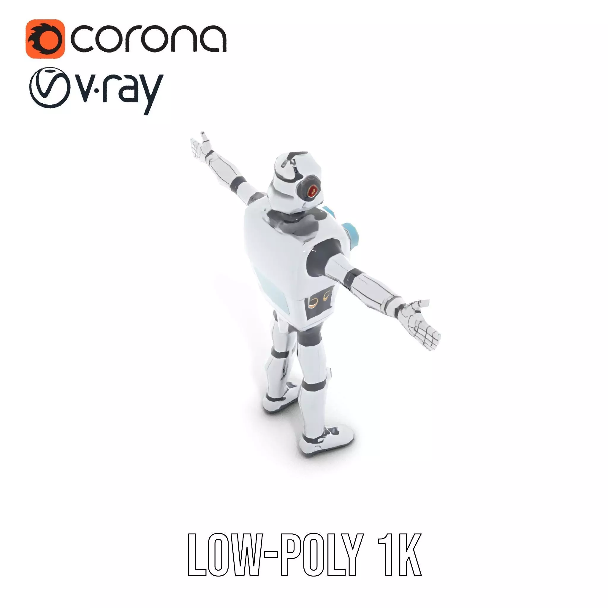 Retro Futuristic Robot Model Pack Low-poly 3D model_7