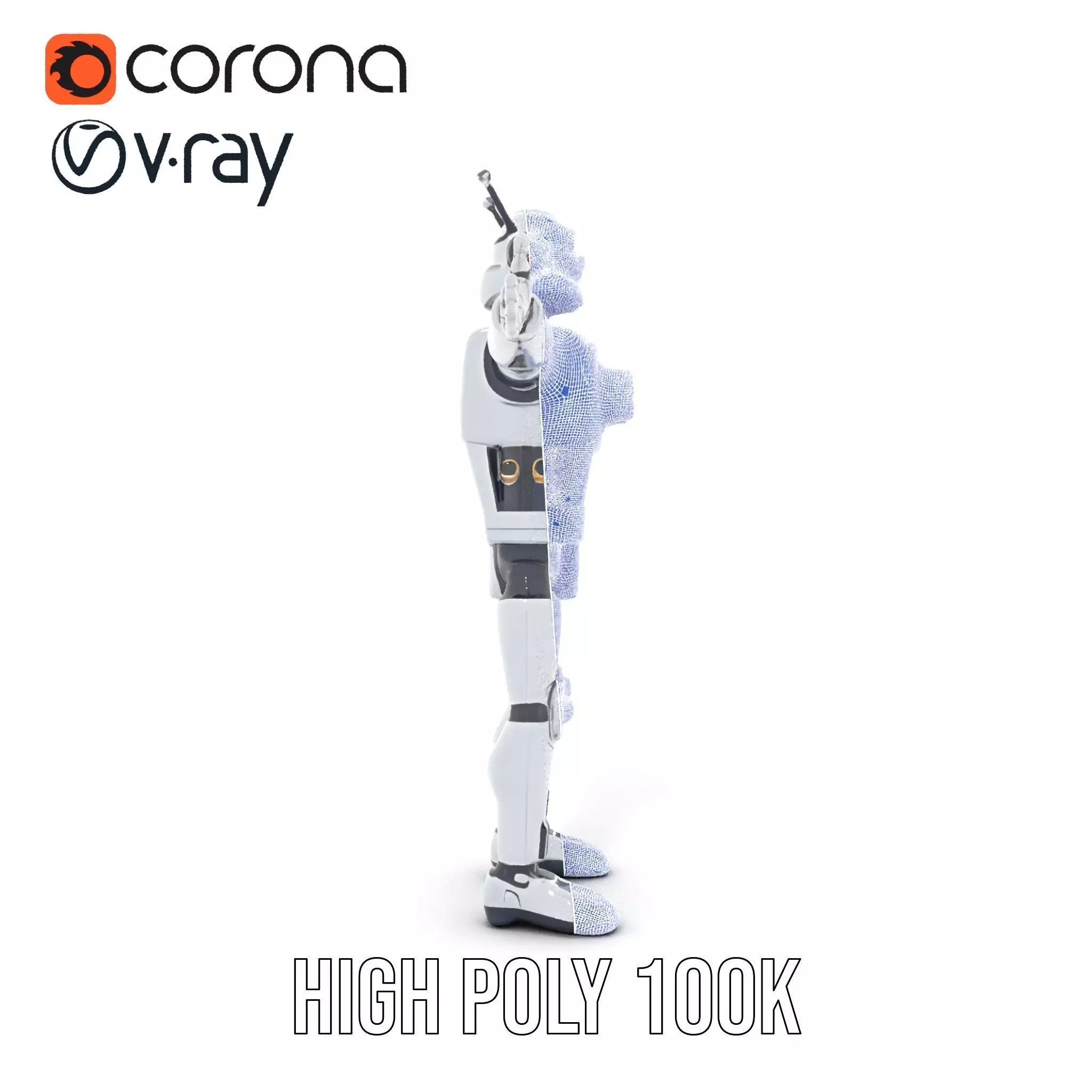 Retro Futuristic Robot Model Pack Low-poly 3D model_34