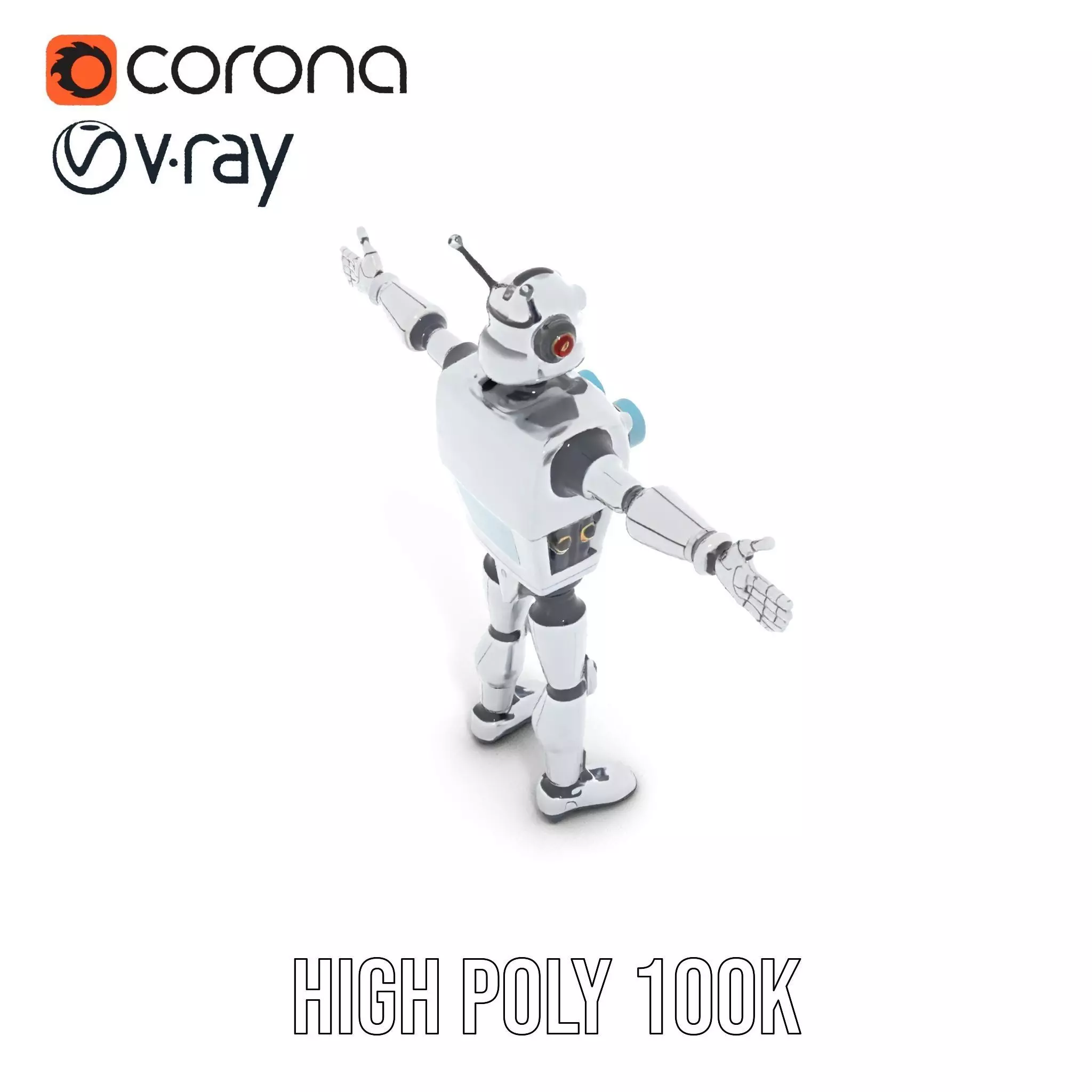 Retro Futuristic Robot Model Pack Low-poly 3D model_12