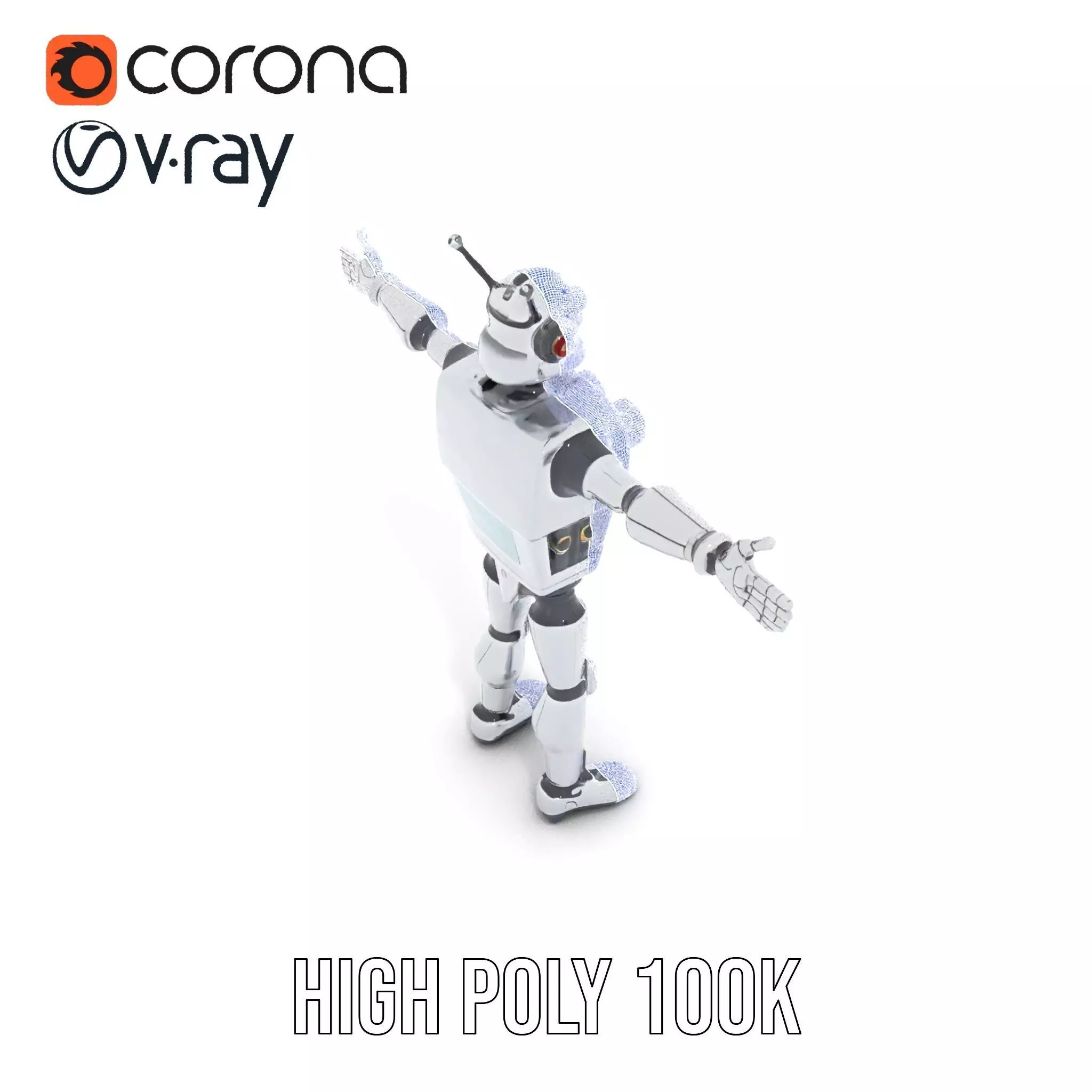 Retro Futuristic Robot Model Pack Low-poly 3D model_31