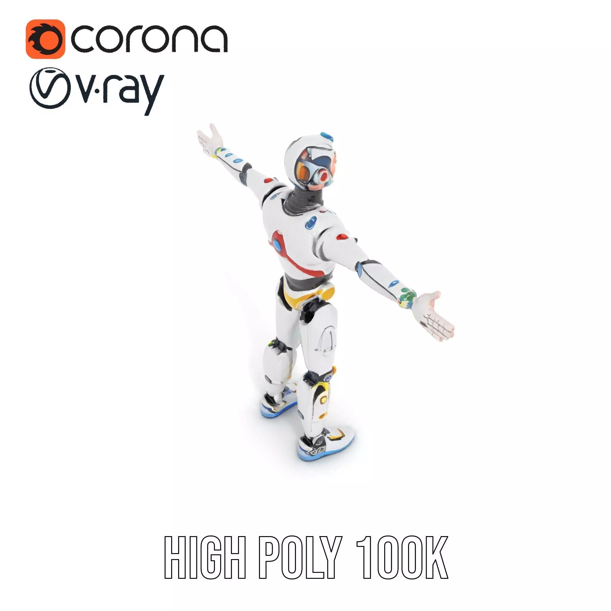 Futuristic Humanoid Robot Model Pack Low-poly 3D model_14