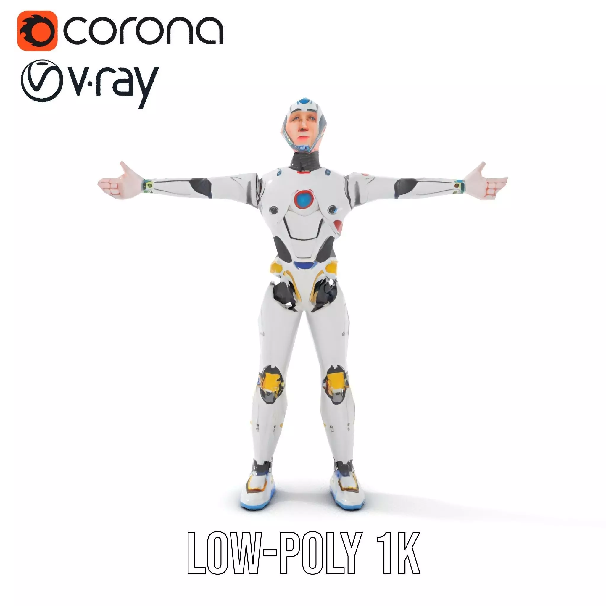 Futuristic Humanoid Robot Model Pack Low-poly 3D model_25