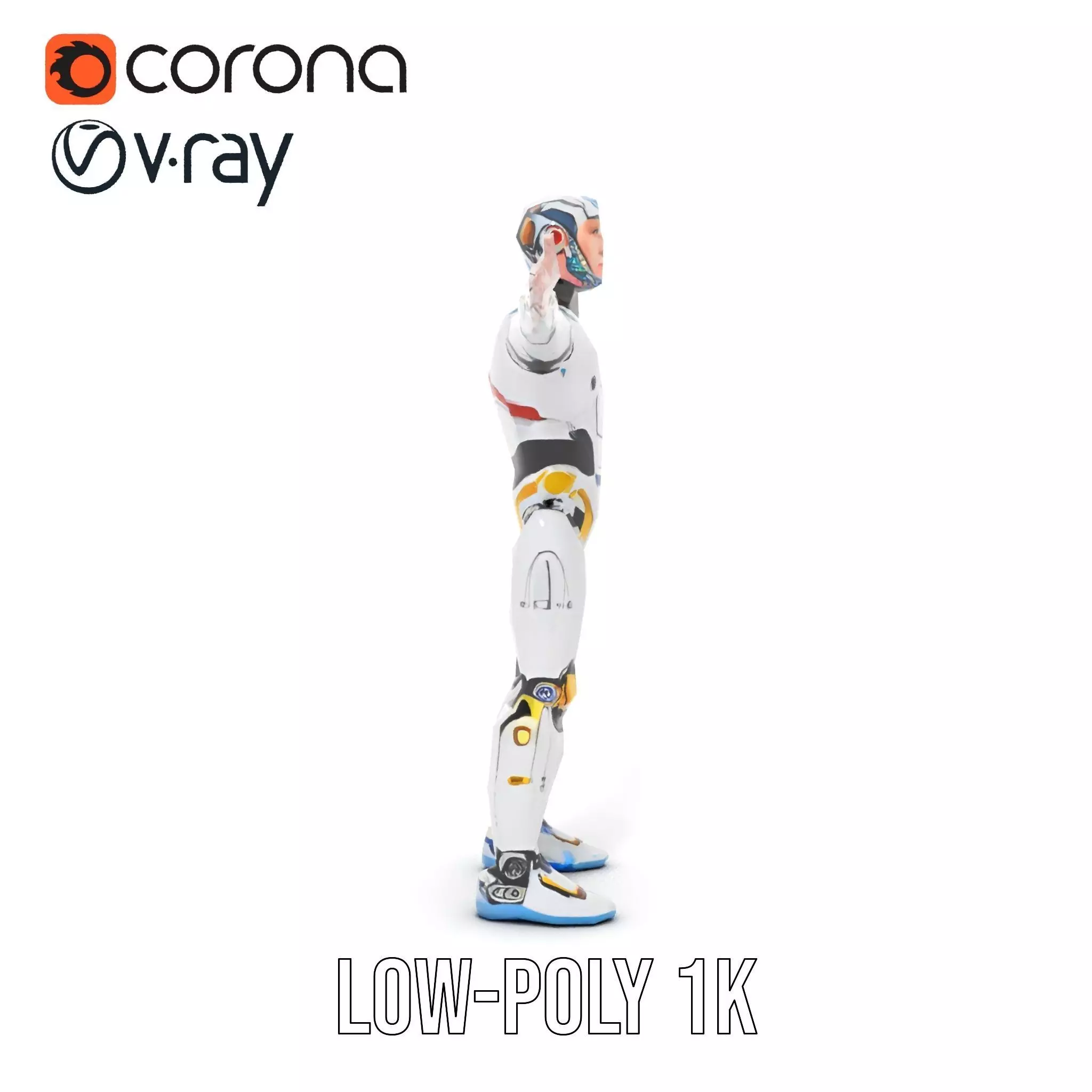 Futuristic Humanoid Robot Model Pack Low-poly 3D model_10