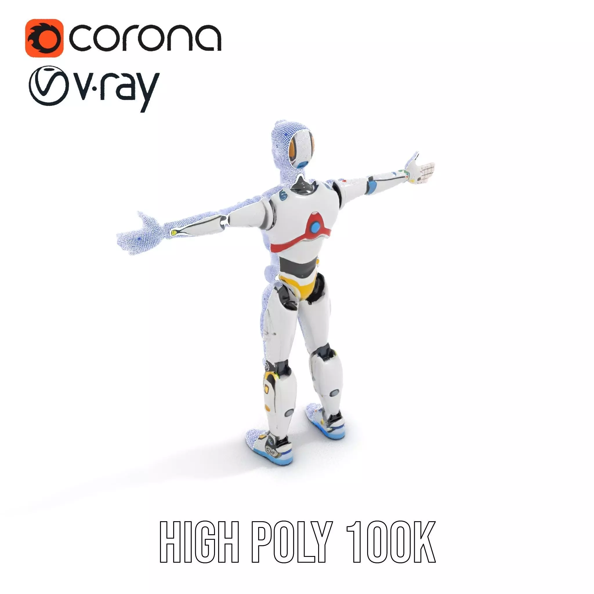Futuristic Humanoid Robot Model Pack Low-poly 3D model_23