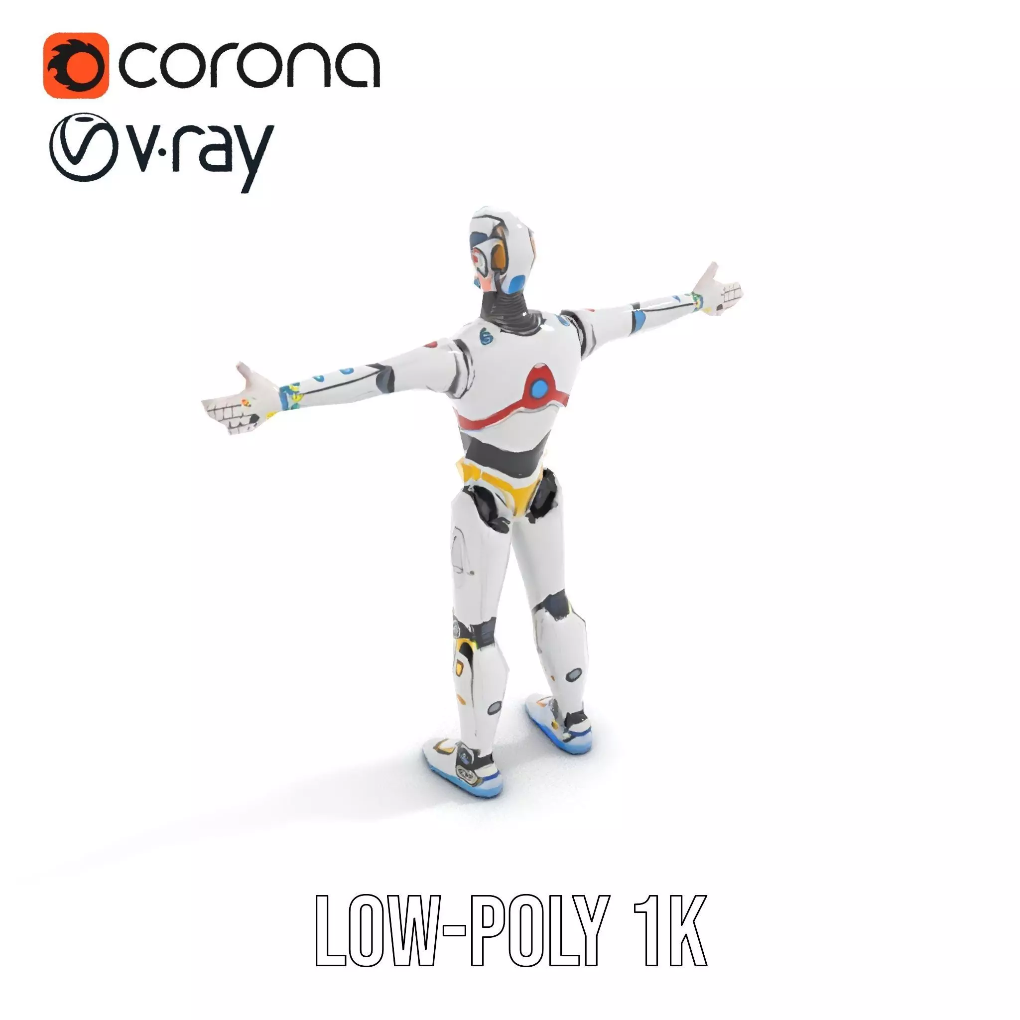 Futuristic Humanoid Robot Model Pack Low-poly 3D model_8