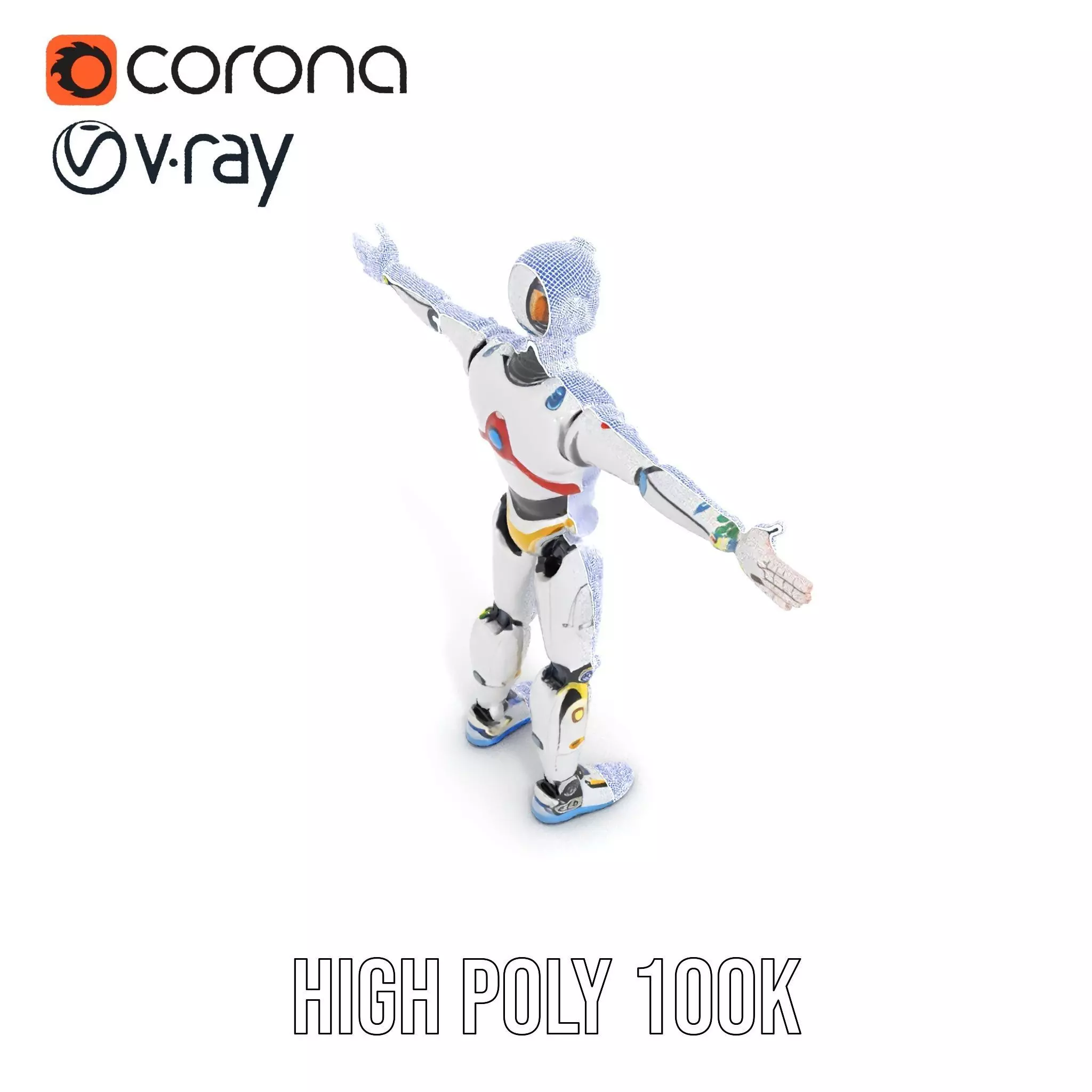 Futuristic Humanoid Robot Model Pack Low-poly 3D model_17