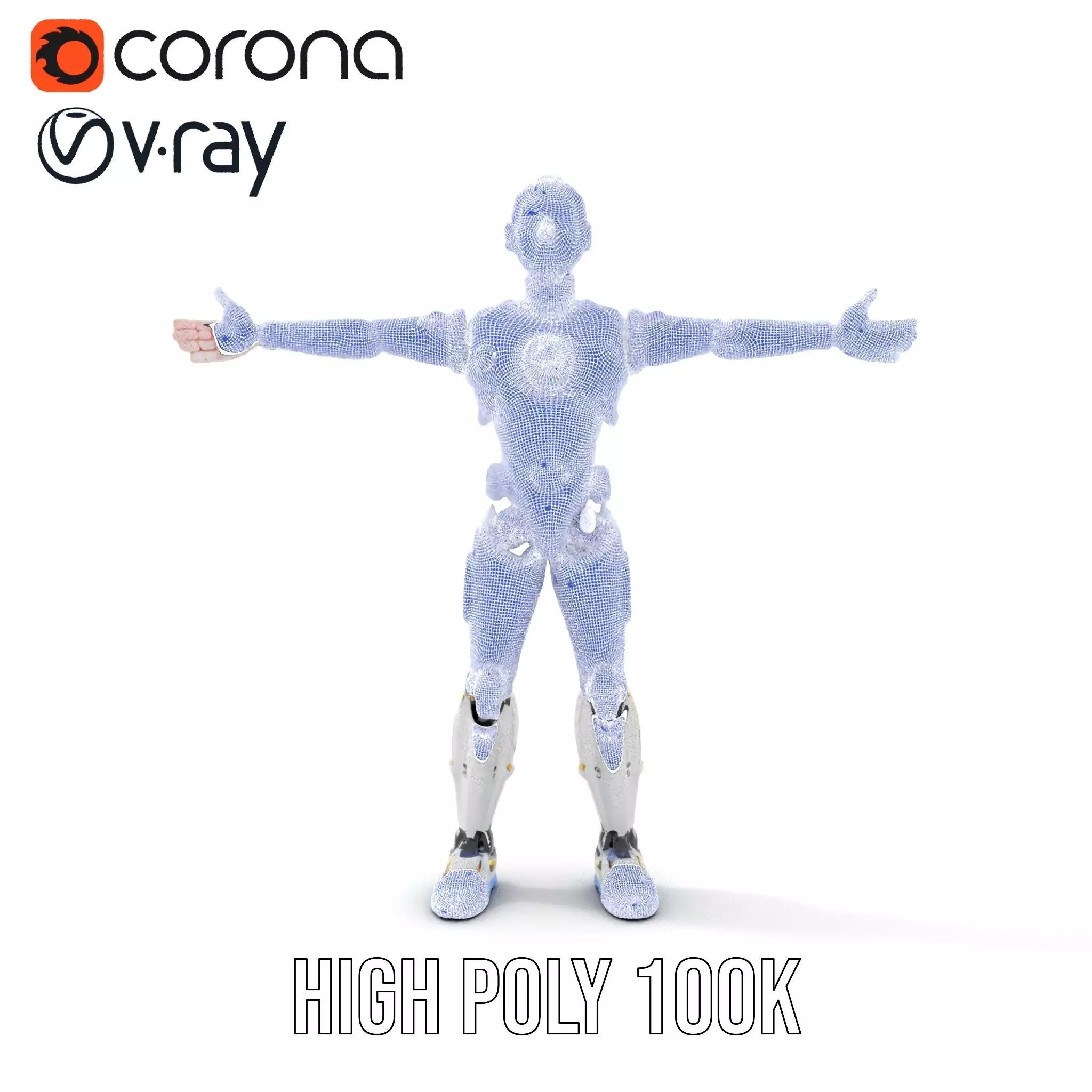 Futuristic Humanoid Robot Model Pack Low-poly 3D model_26