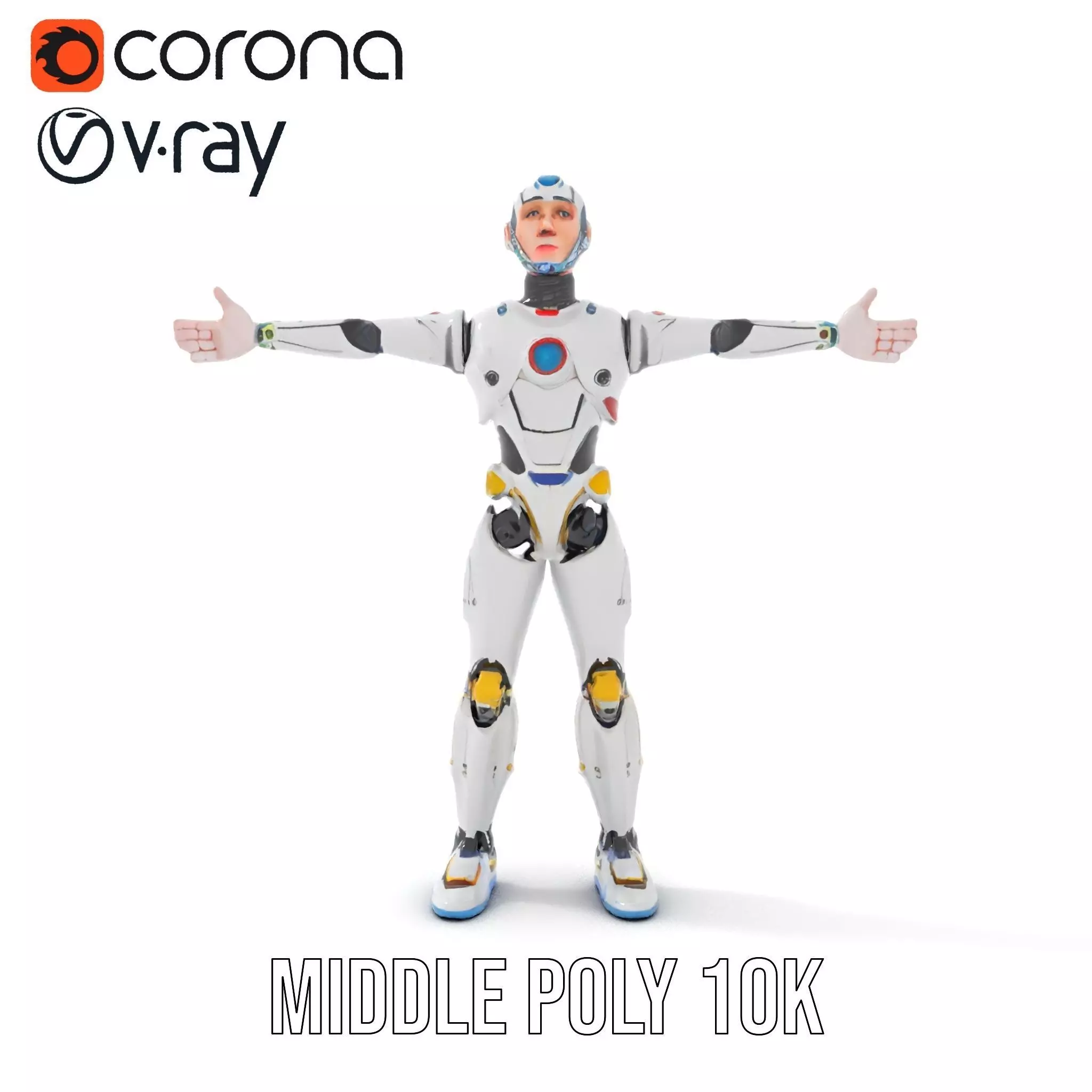 Futuristic Humanoid Robot Model Pack Low-poly 3D model_12