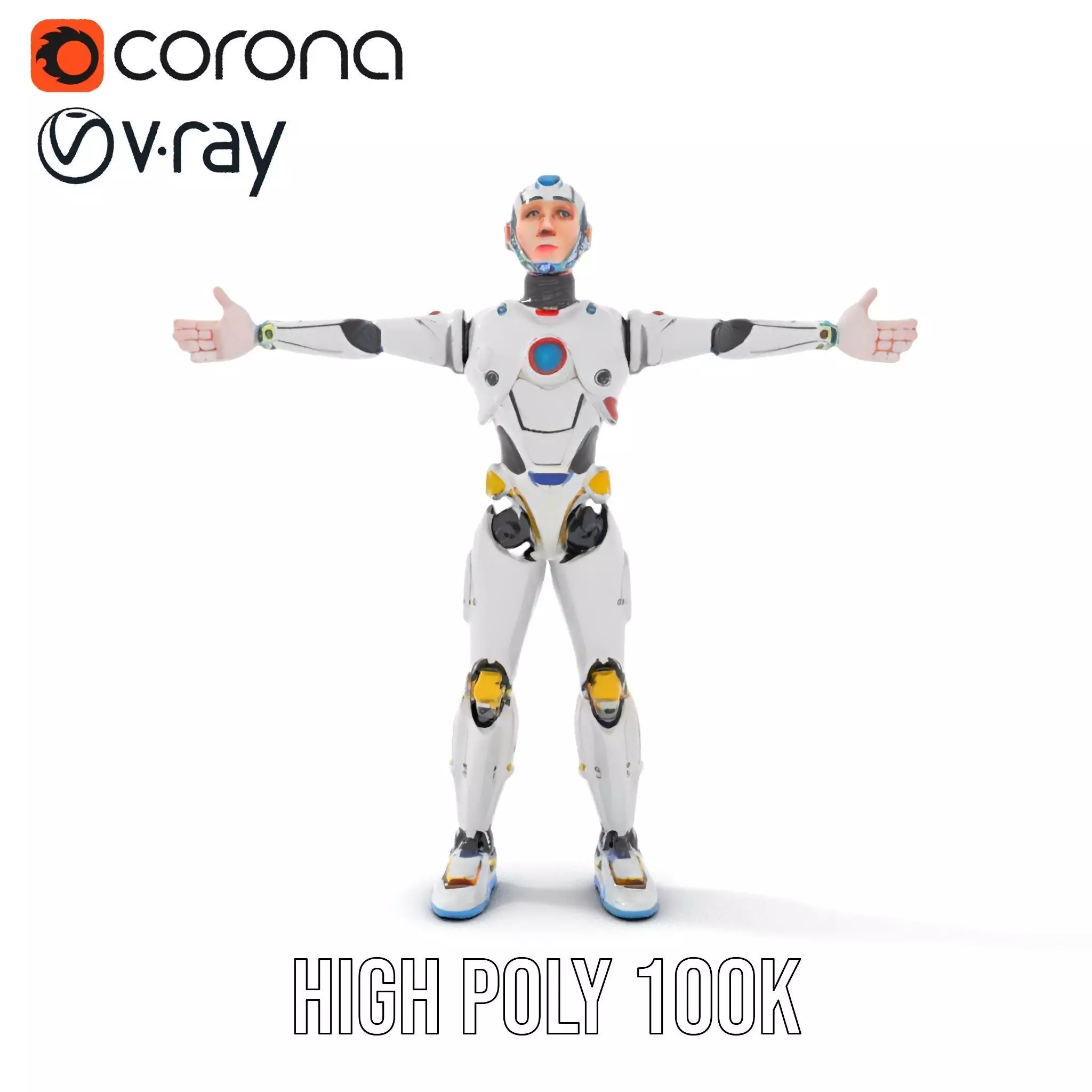 Futuristic Humanoid Robot Model Pack Low-poly 3D model_29