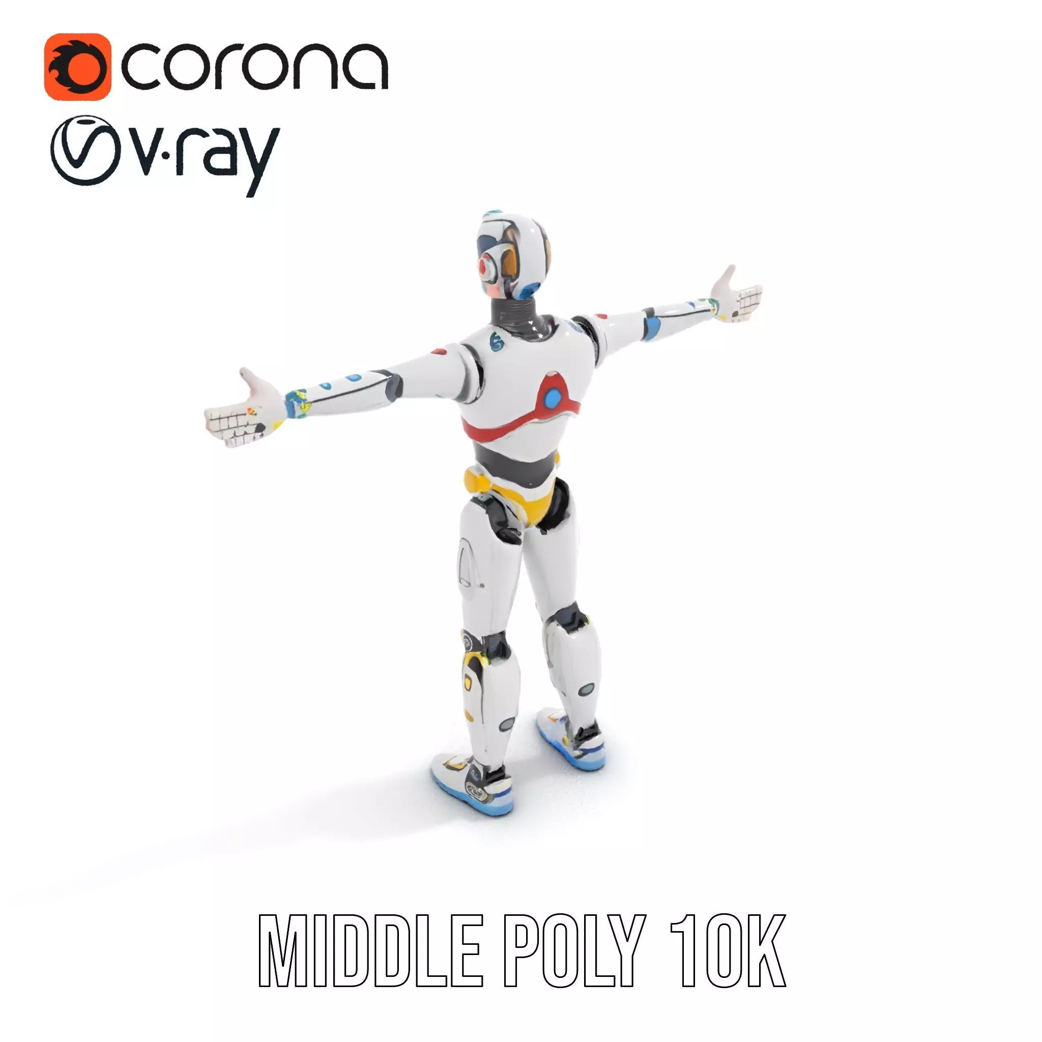 Futuristic Humanoid Robot Model Pack Low-poly 3D model_9