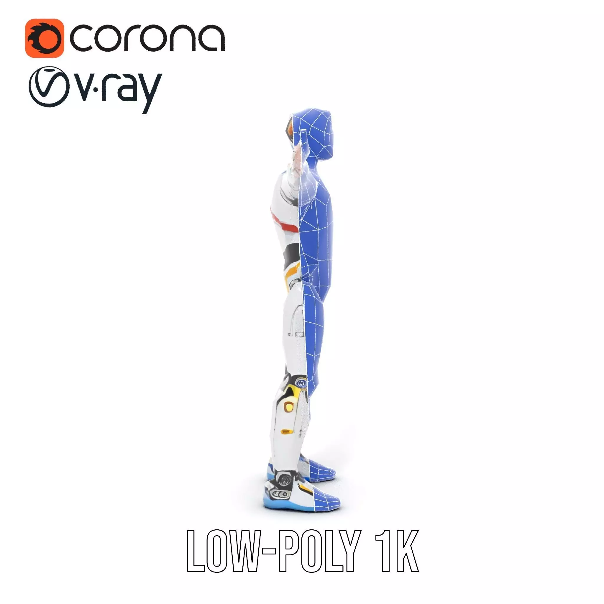 Futuristic Humanoid Robot Model Pack Low-poly 3D model_16