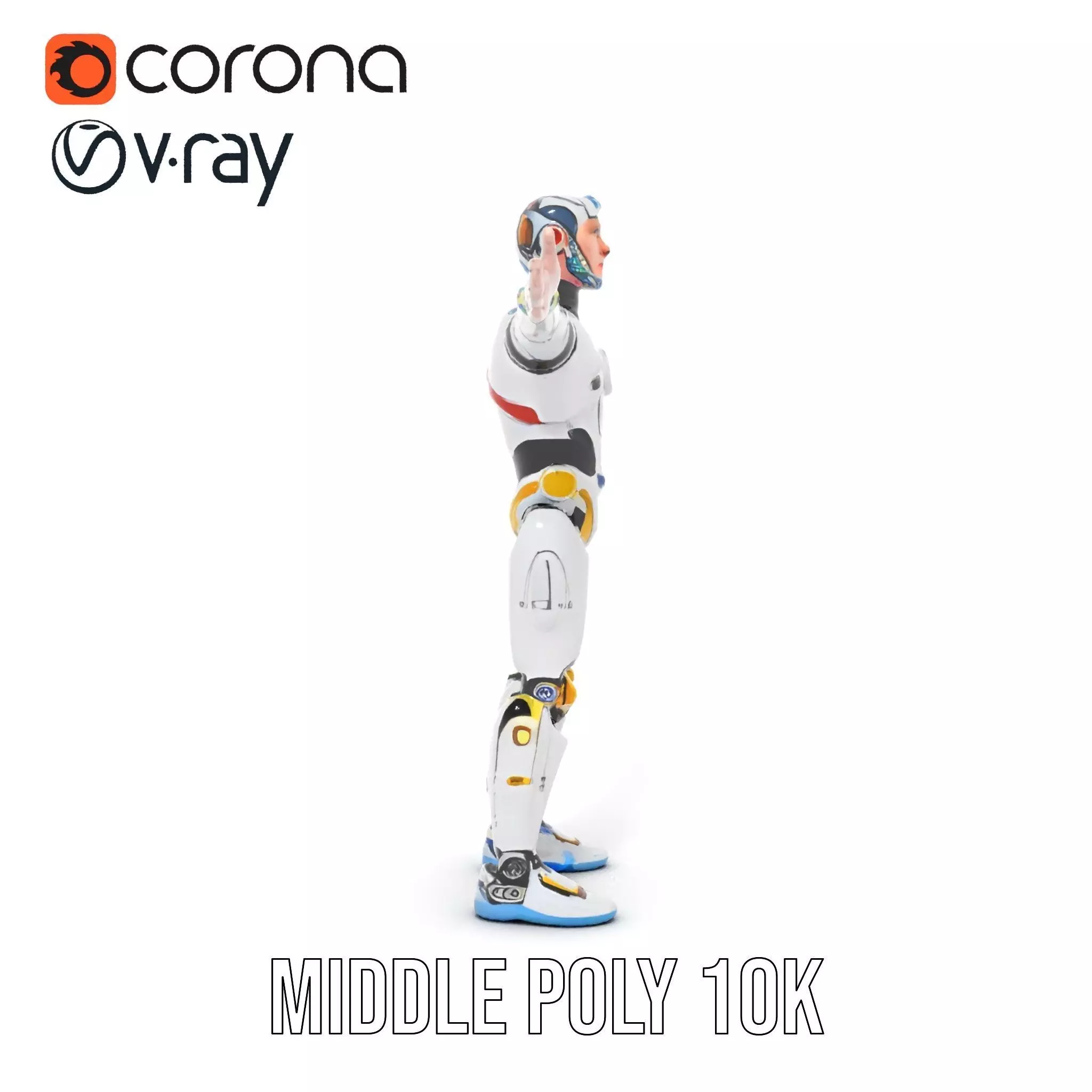 Futuristic Humanoid Robot Model Pack Low-poly 3D model_5