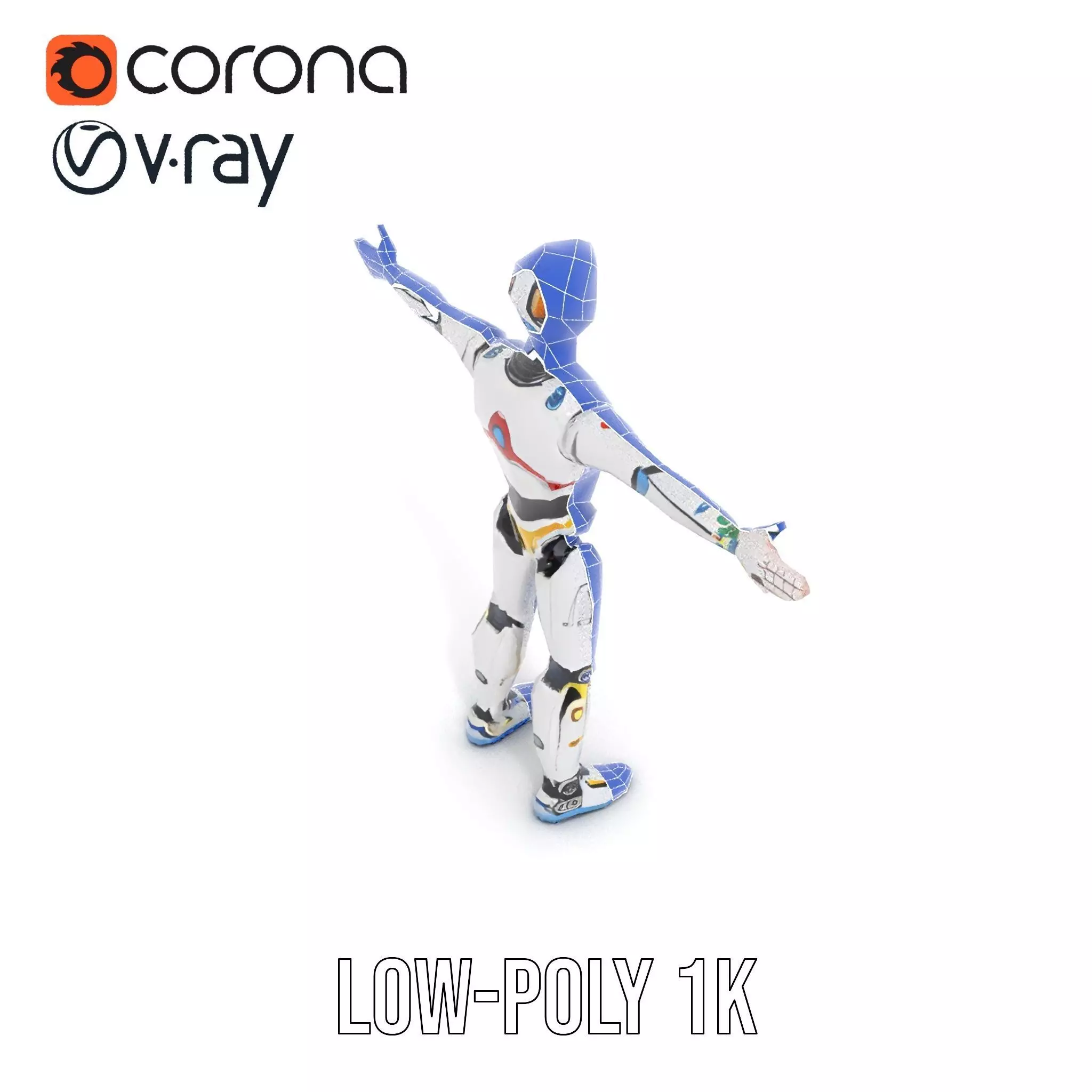 Futuristic Humanoid Robot Model Pack Low-poly 3D model_19