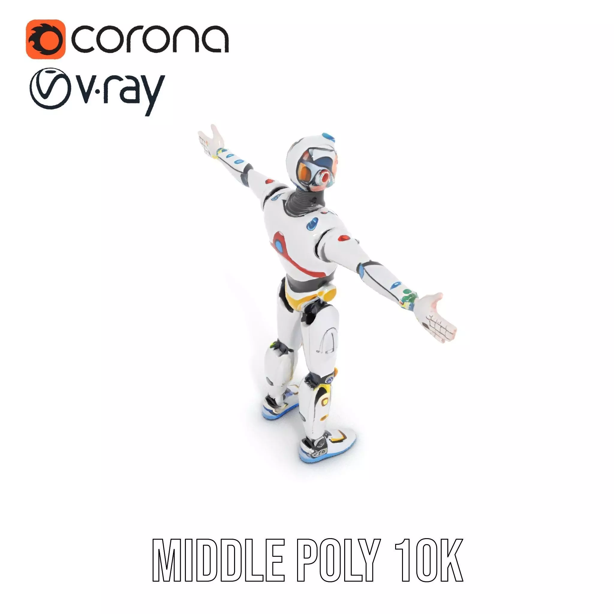 Futuristic Humanoid Robot Model Pack Low-poly 3D model_21