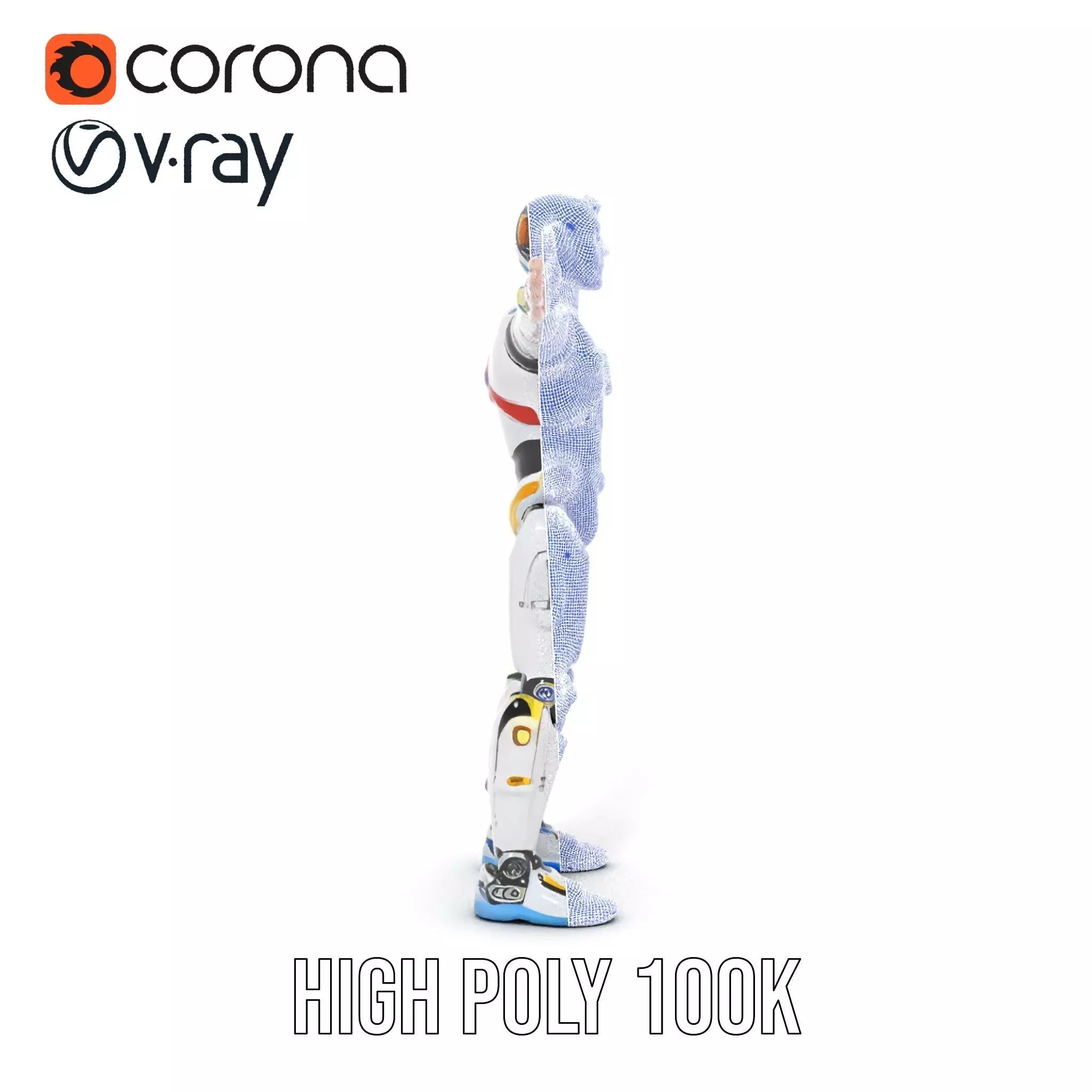 Futuristic Humanoid Robot Model Pack Low-poly 3D model_20