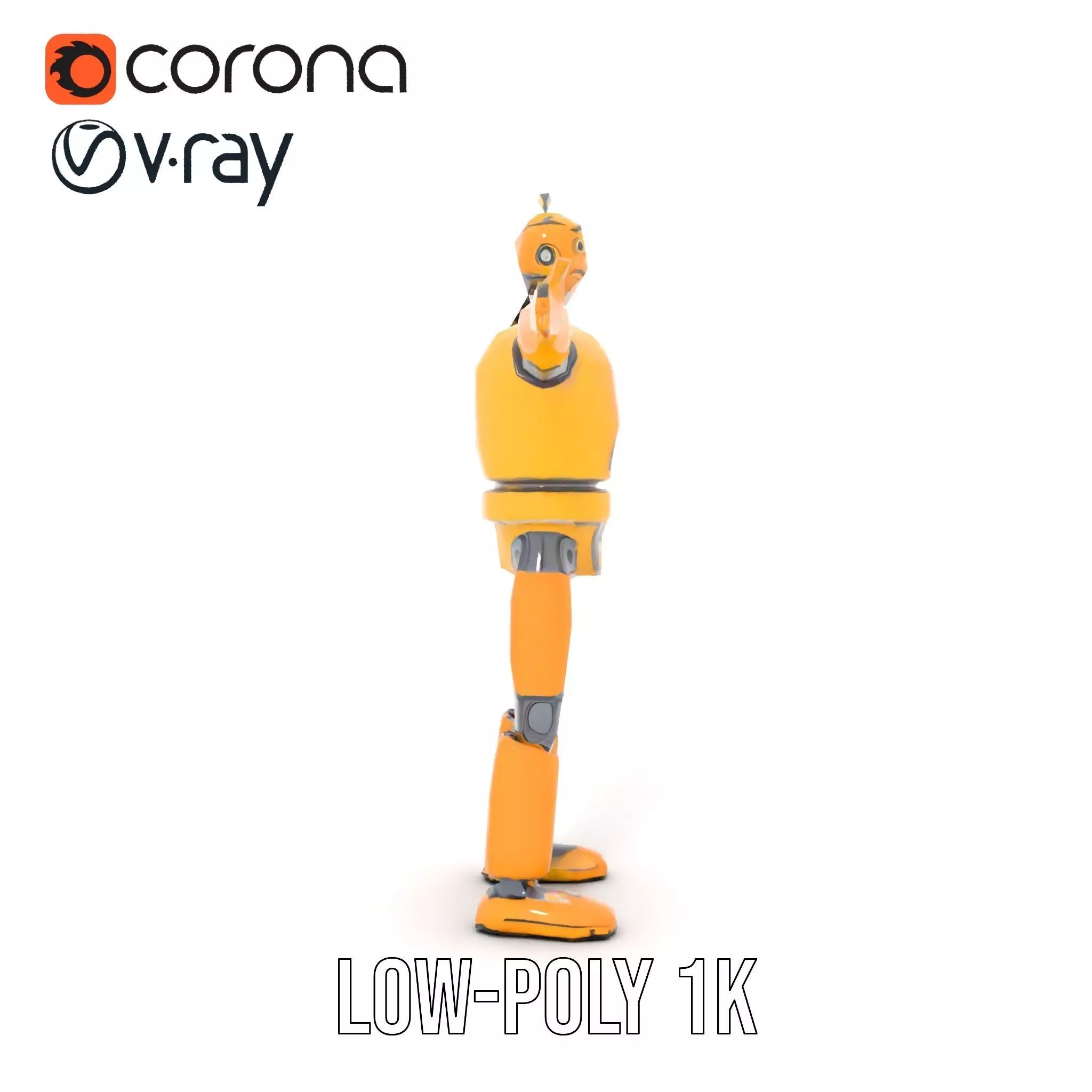 Yellow Robot Character model pack with Articulated Limbs Low-poly 3D model_16