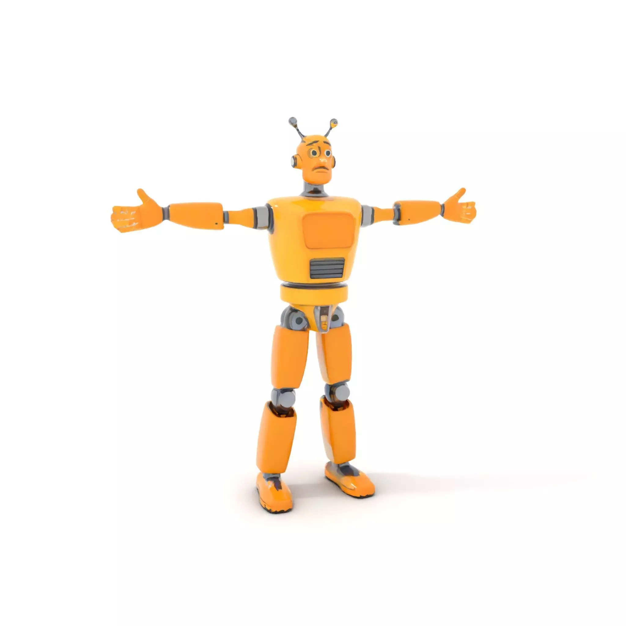 Yellow Robot Character model pack with Articulated Limbs Low-poly 3D model_9