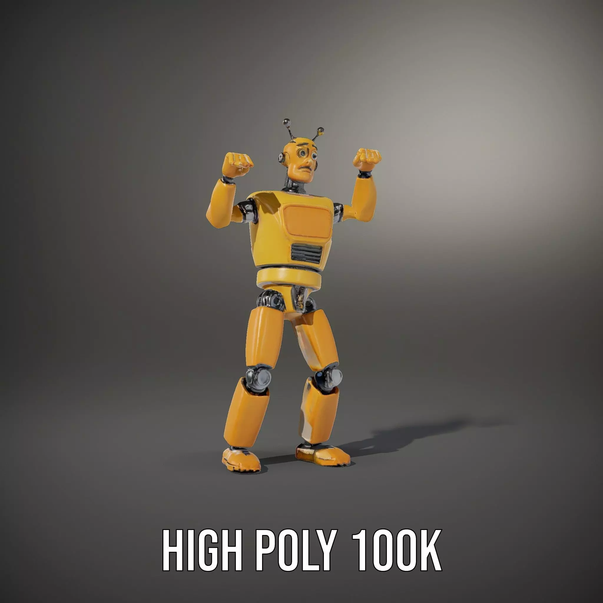 Yellow Robot Character model pack with Articulated Limbs Low-poly 3D model_17