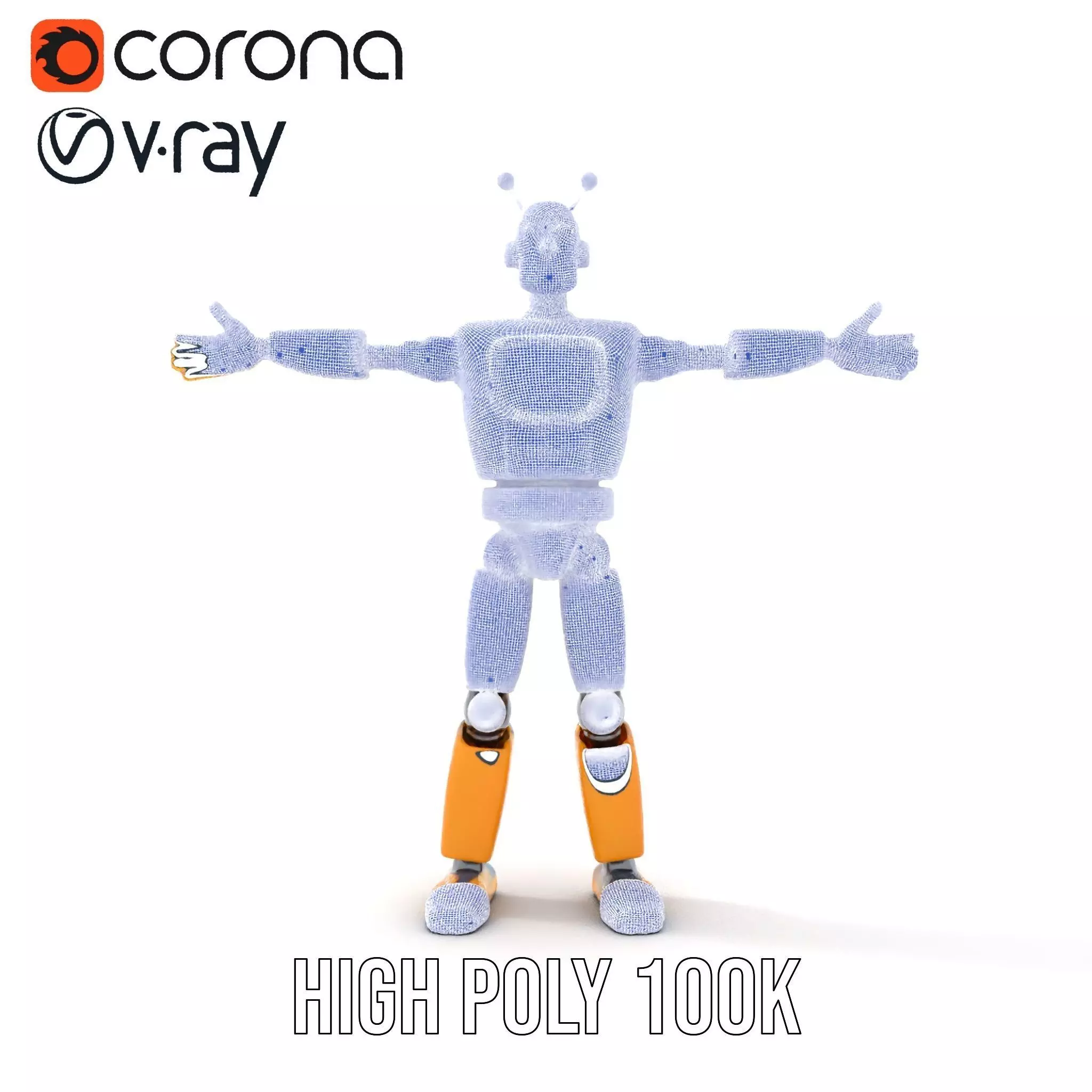 Yellow Robot Character model pack with Articulated Limbs Low-poly 3D model_34